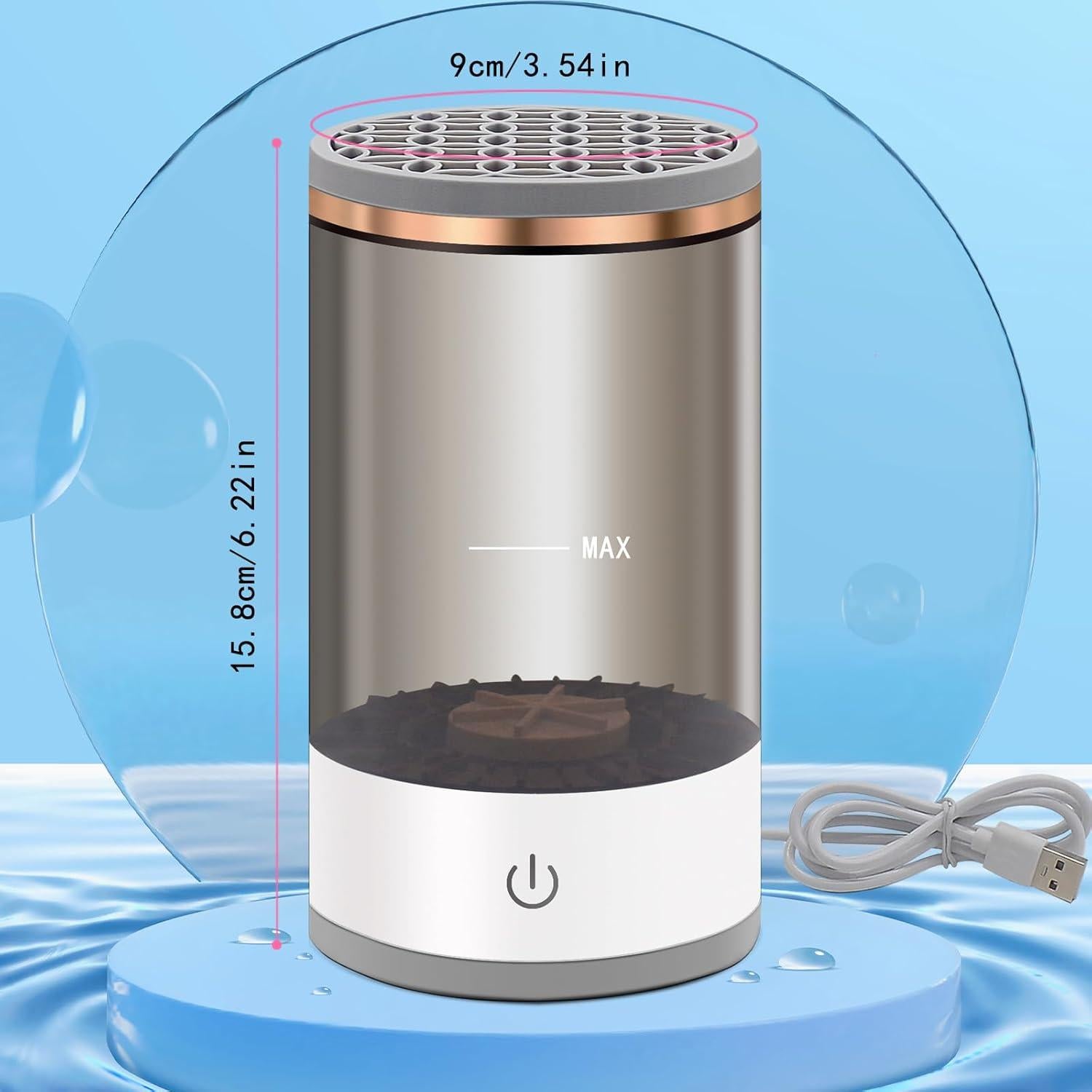 Limpiador de Brochas de Maquillaje Eléctrico Aokbean Negro