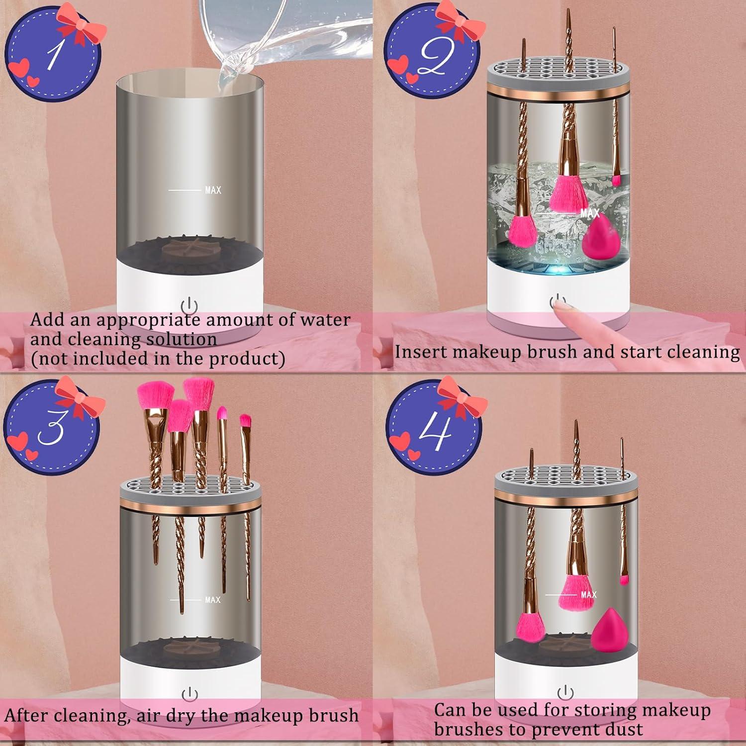 Limpiador de Brochas de Maquillaje Eléctrico Aokbean Negro