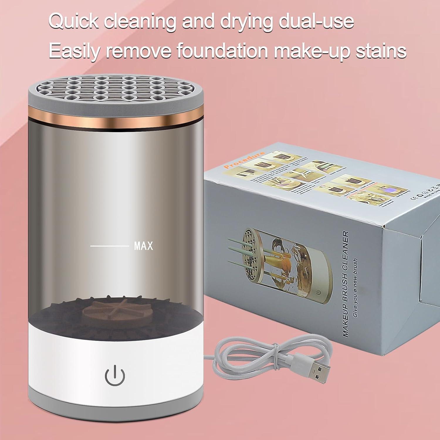 Limpiador de Brochas de Maquillaje Eléctrico Aokbean Negro