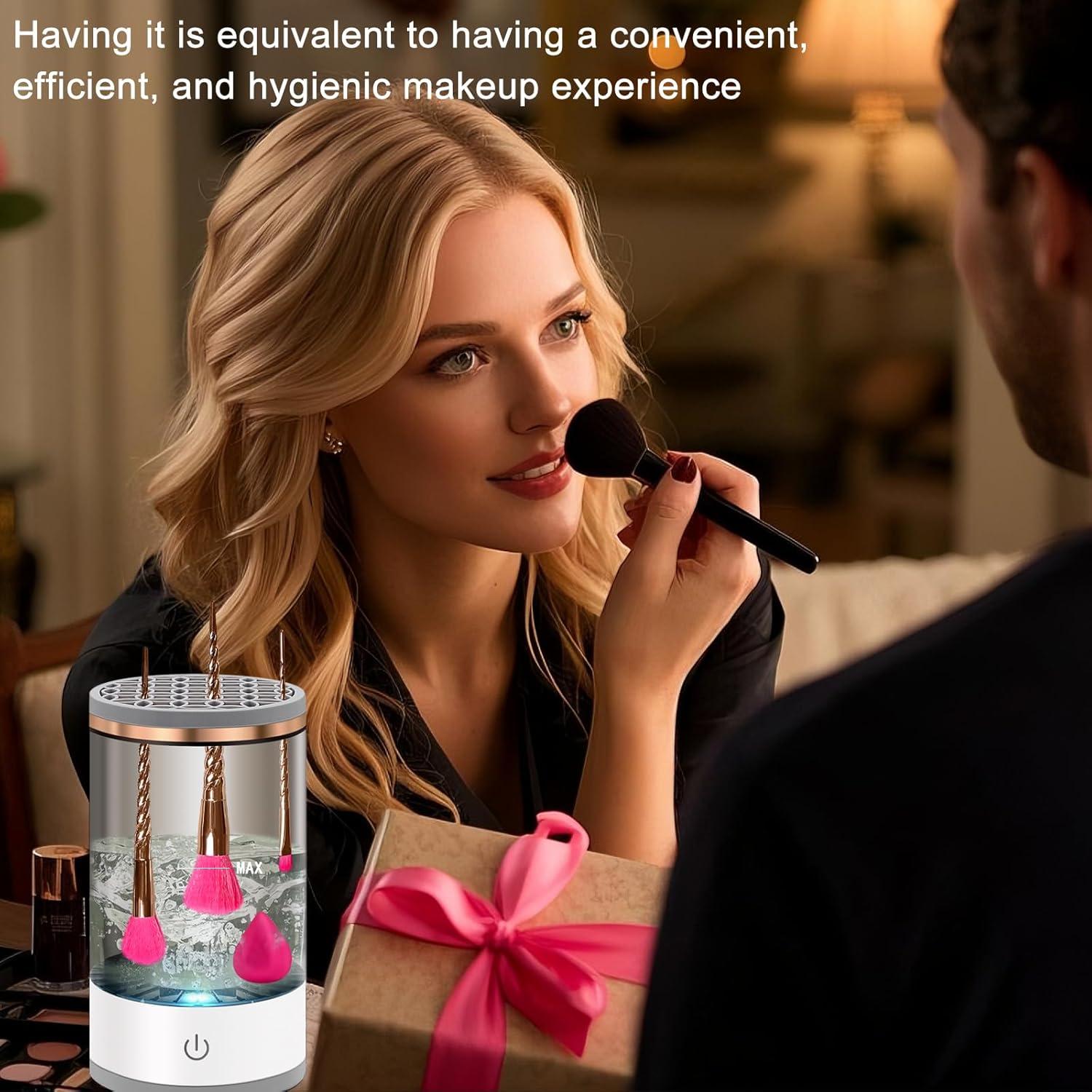 Limpiador de Brochas de Maquillaje Eléctrico Aokbean Negro