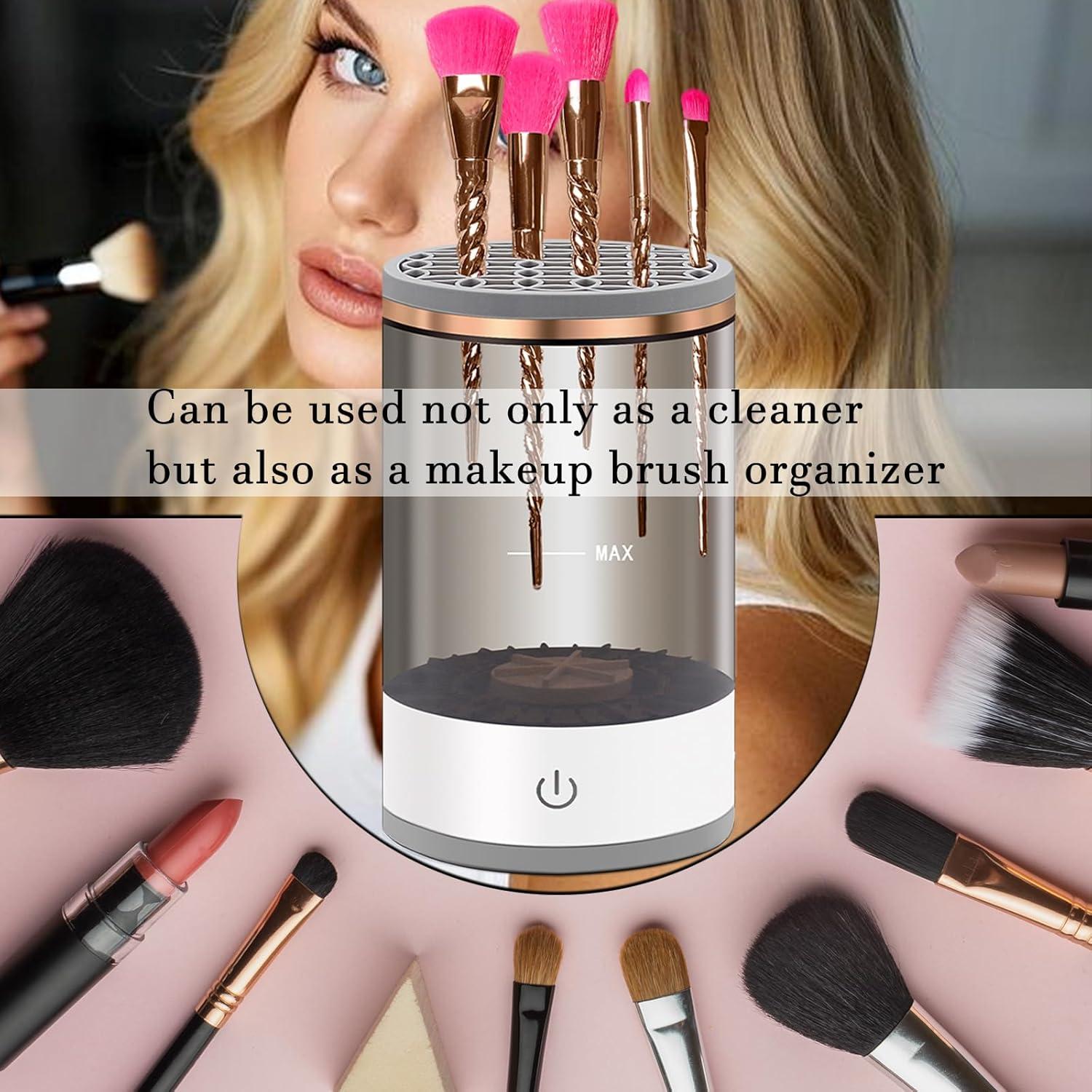 Limpiador de Brochas de Maquillaje Eléctrico Aokbean Negro