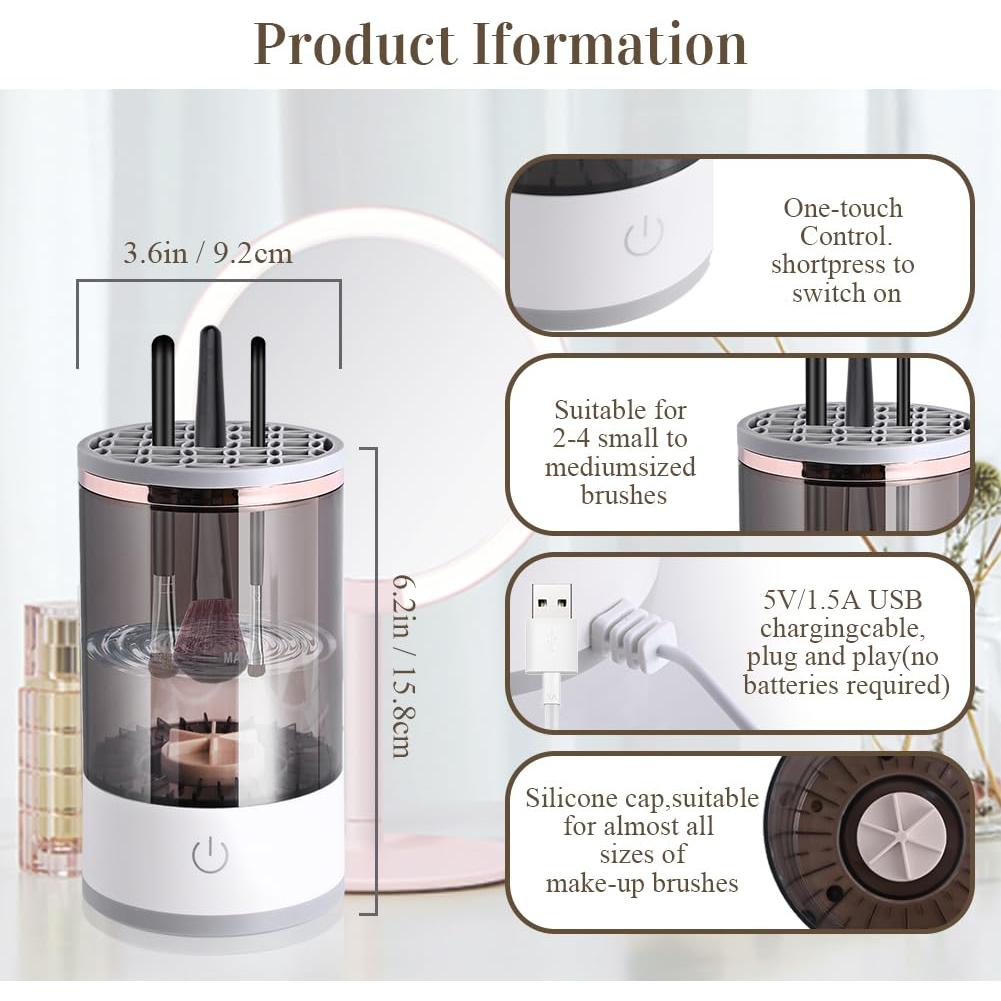 Limpiador Eléctrico de Brochas de Maquillaje Abnaok USB