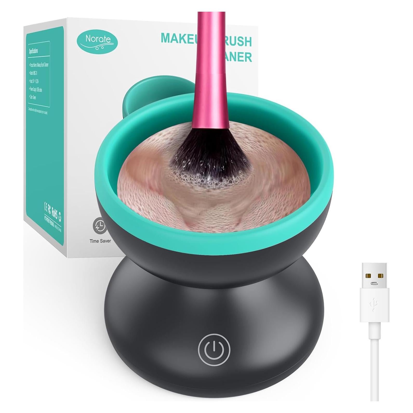 Limpiador de Brochas de Maquillaje Eléctrico Norate Verde - Limpieza Rápida y Profunda