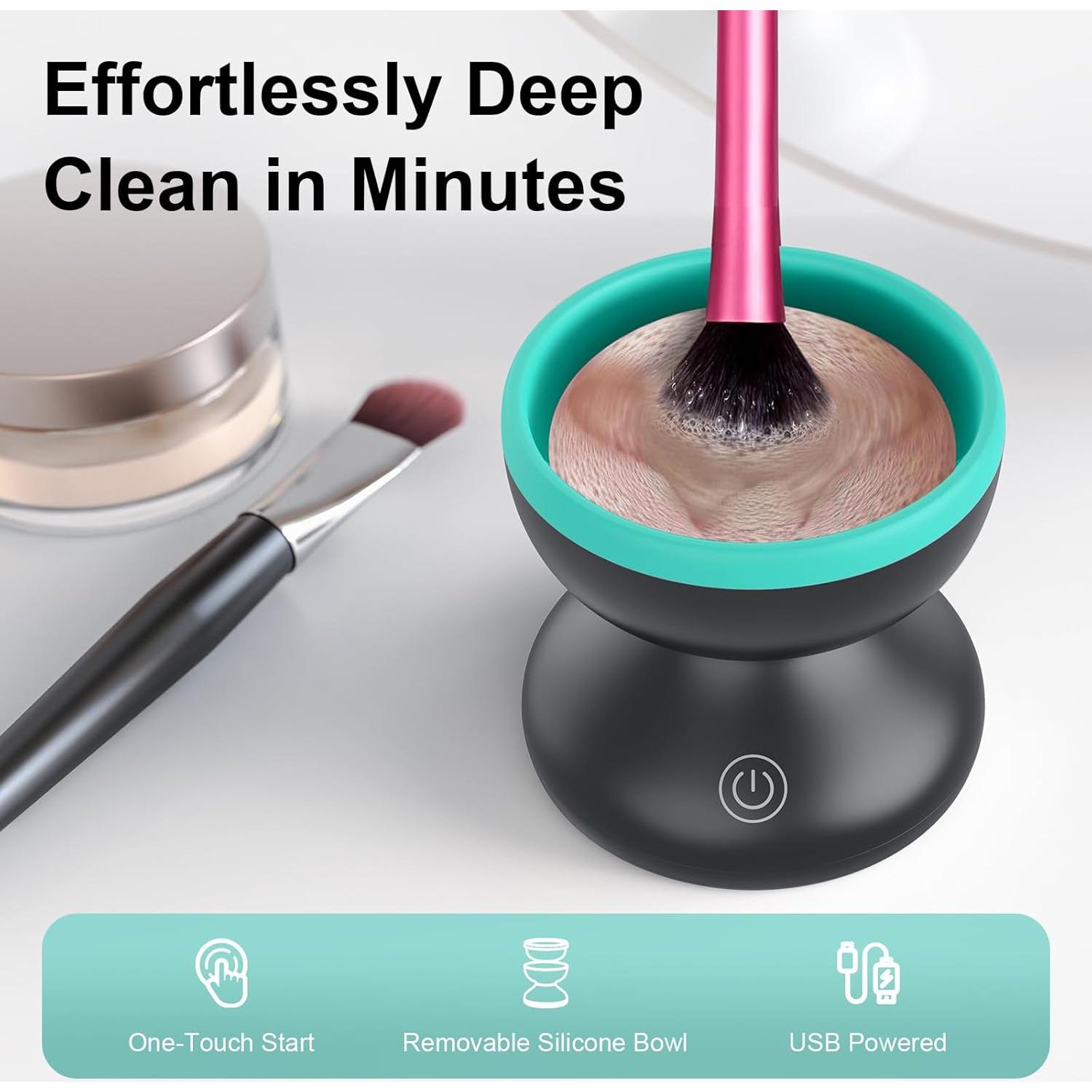 Limpiador de Brochas de Maquillaje Eléctrico Norate Verde - Limpieza Rápida y Profunda