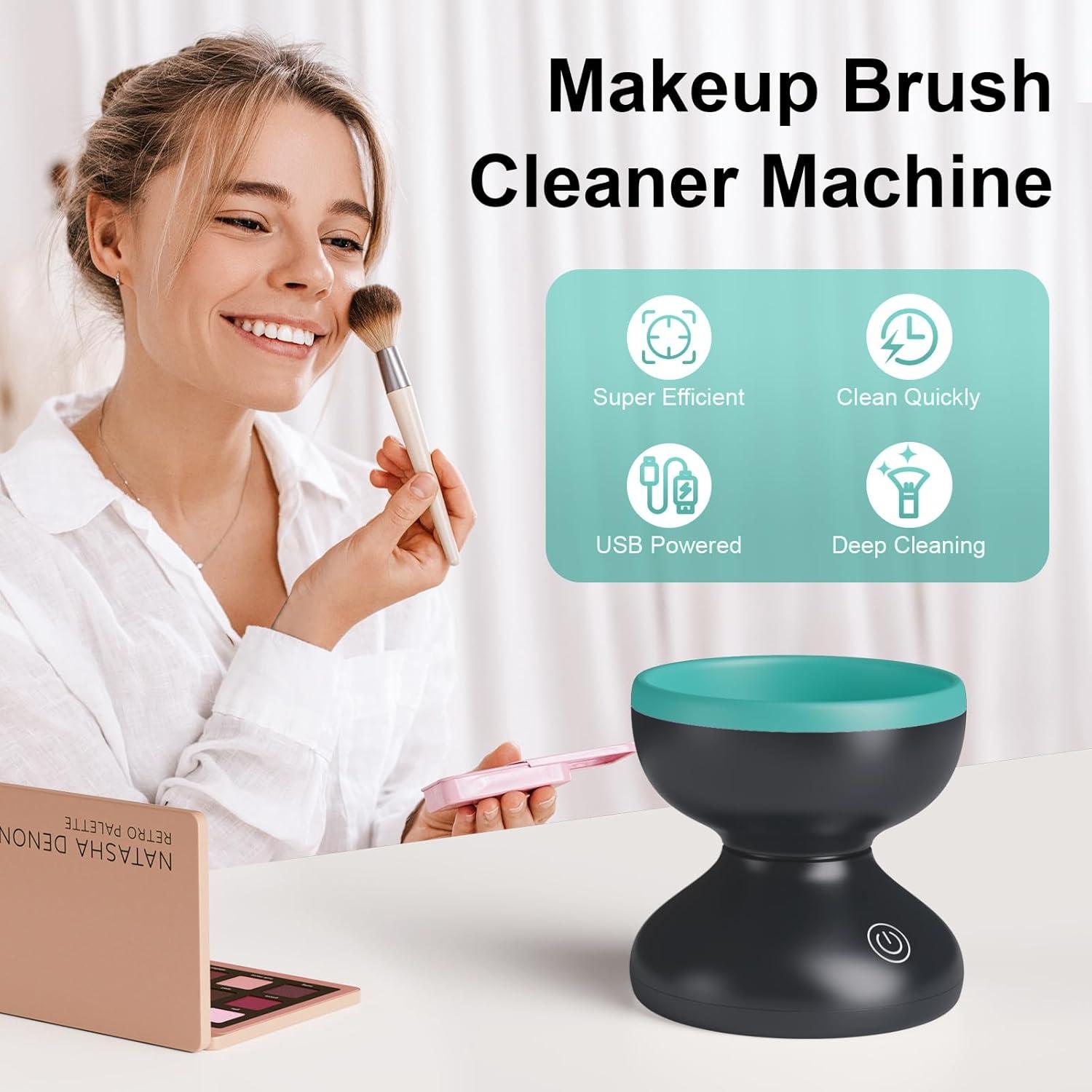 Limpiador de Brochas de Maquillaje Eléctrico Norate Verde - Limpieza Rápida y Profunda