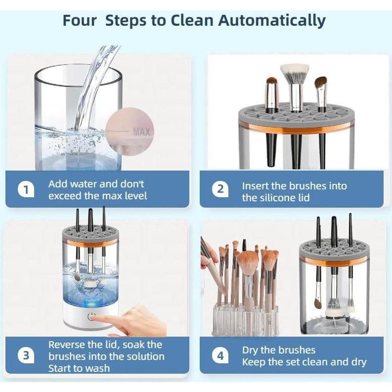 Limpiador Eléctrico de Brochas Babluble con Soporte Blanco