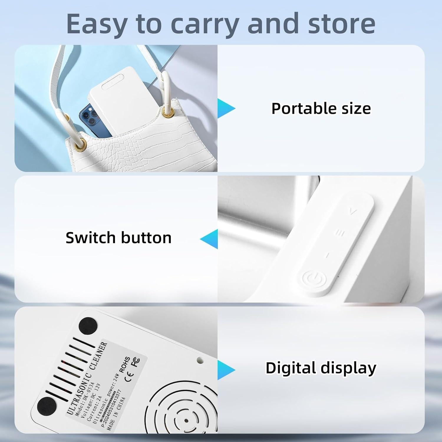 Limpiador Ultrasónico de Joyas Yimaga 540ml 42KHz Acero Inoxidable