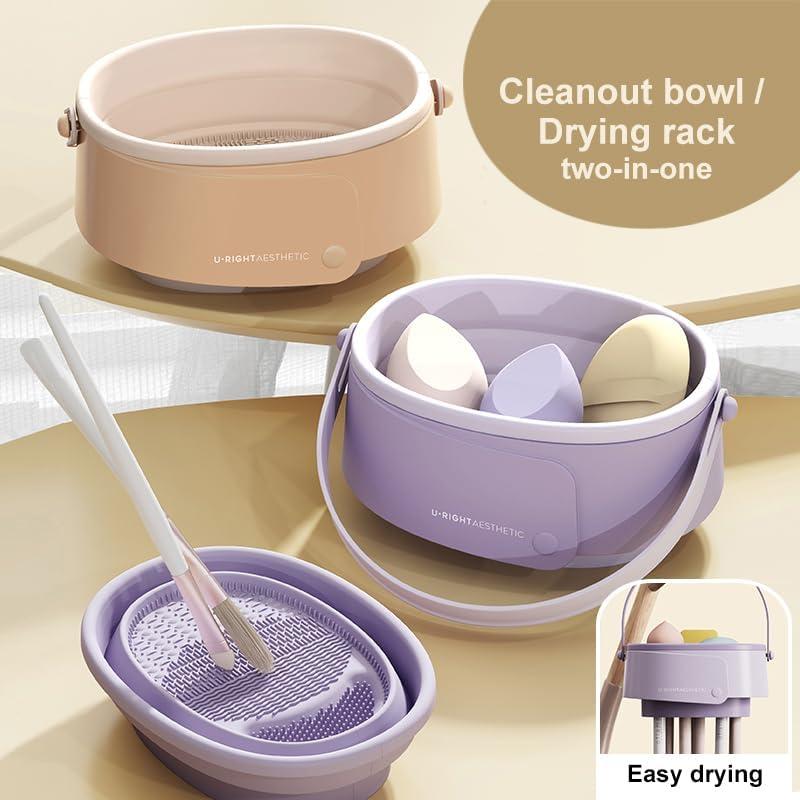 Tazón de limpieza de brochas DEYUNQIANG 3 en 1 silicona morado