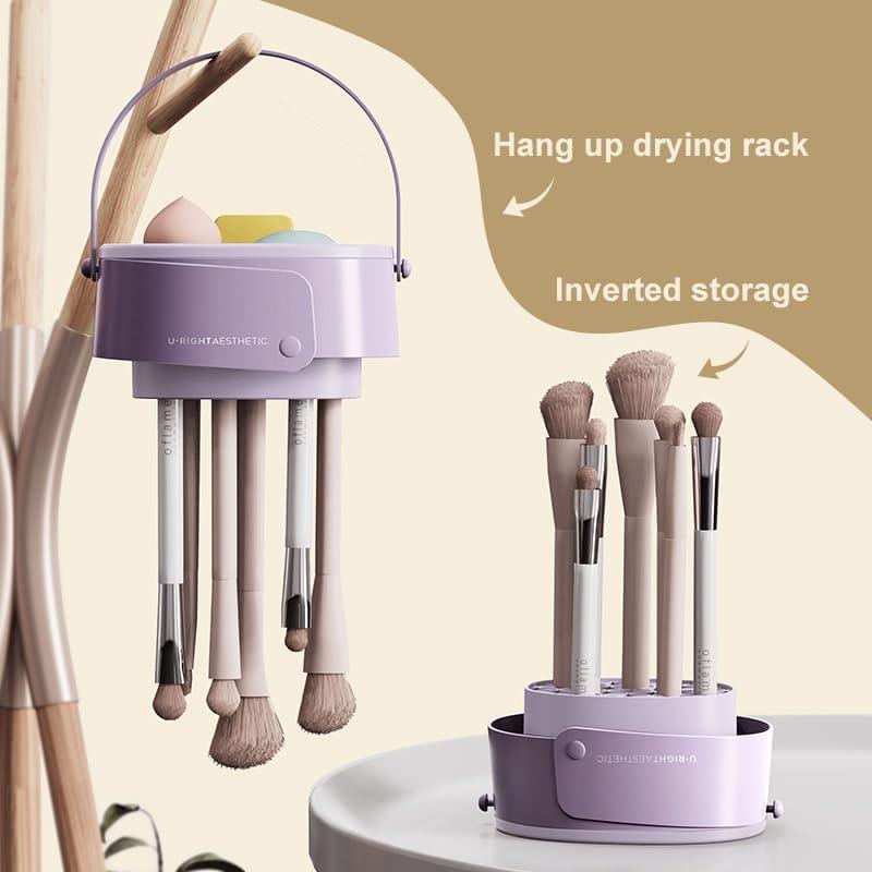 Tazón de limpieza de brochas DEYUNQIANG 3 en 1 silicona morado