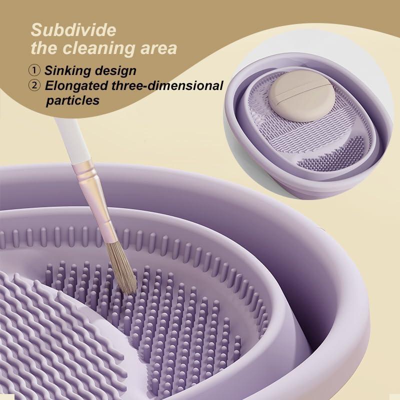 Tazón de limpieza de brochas DEYUNQIANG 3 en 1 silicona morado