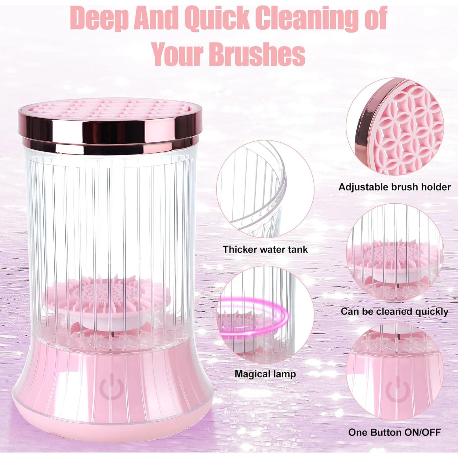 Limpiador Eléctrico de Brochas de Maquillaje LoTanop Rosa