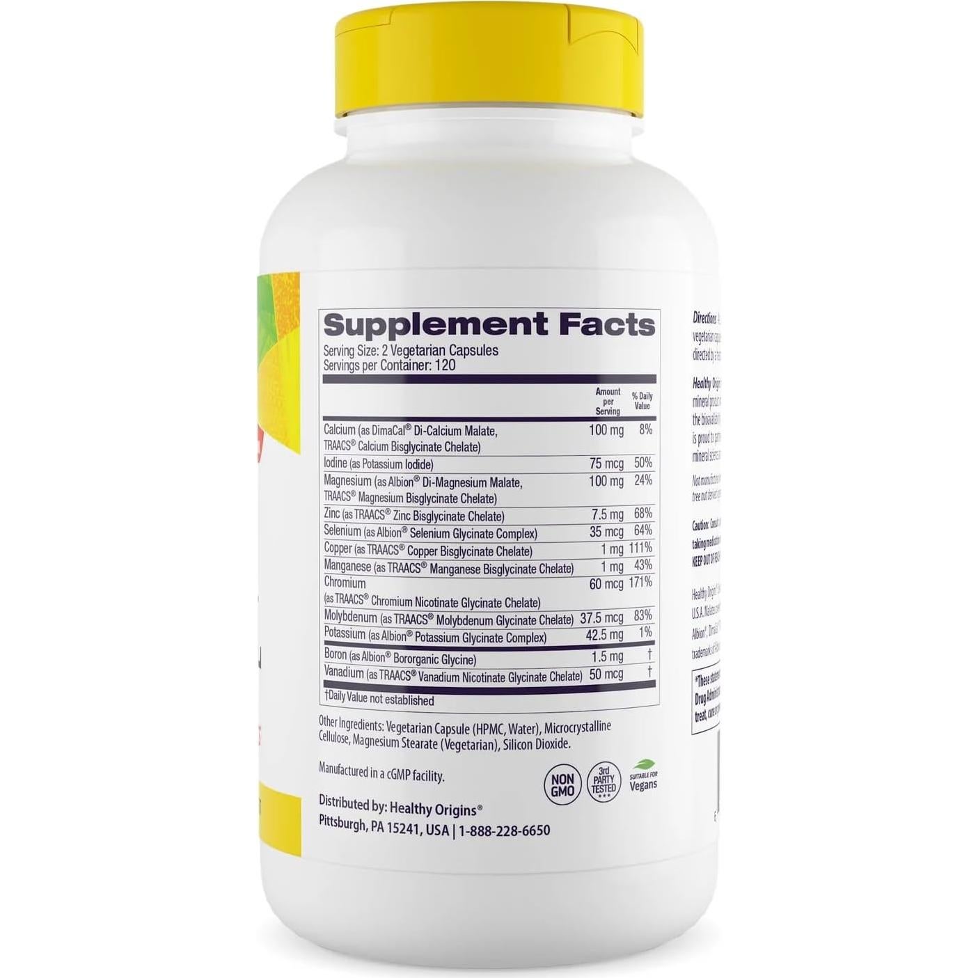 Mineral Múltiple Quelado Healthy Origins 120 Cápsulas Vegetales