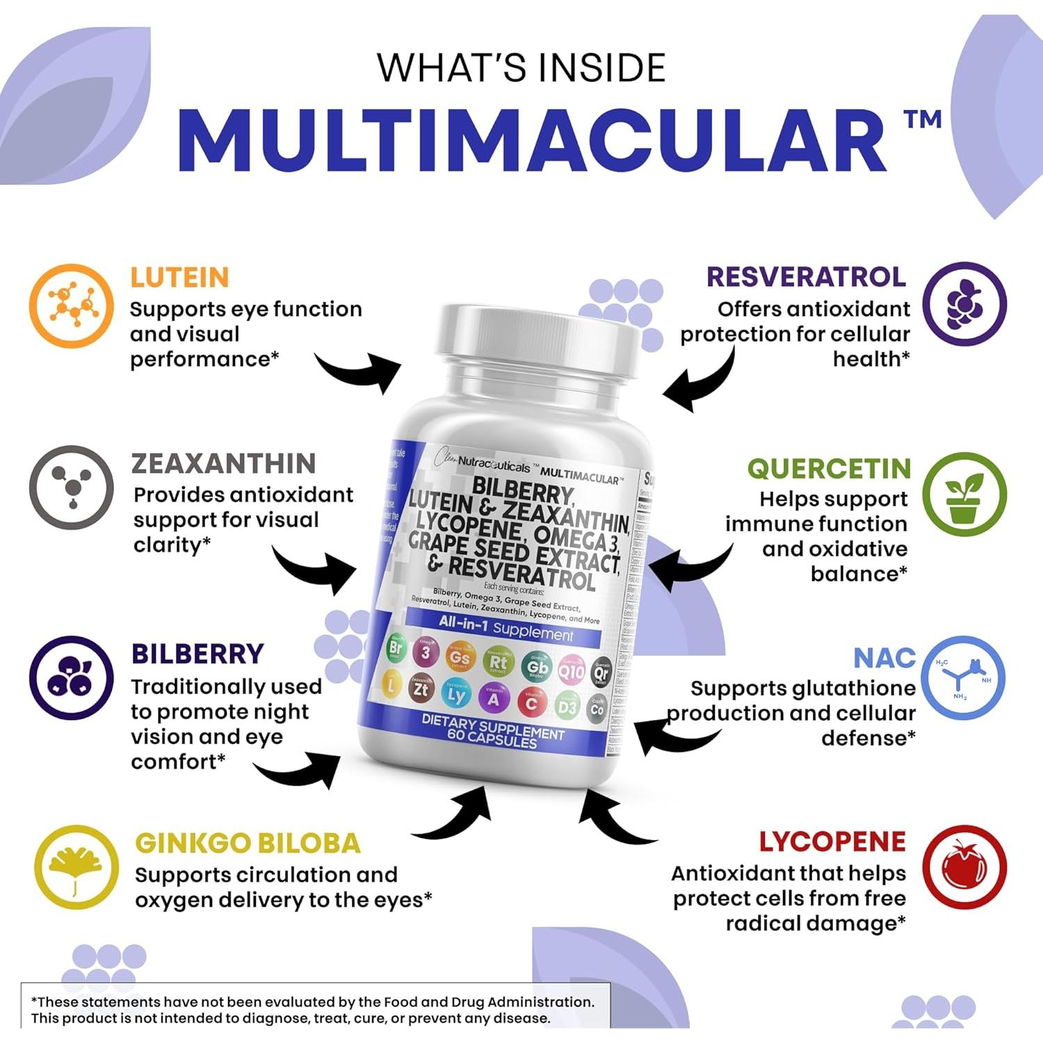 Vitaminas para los Ojos Clean Nutraceuticals Luteína 40mg