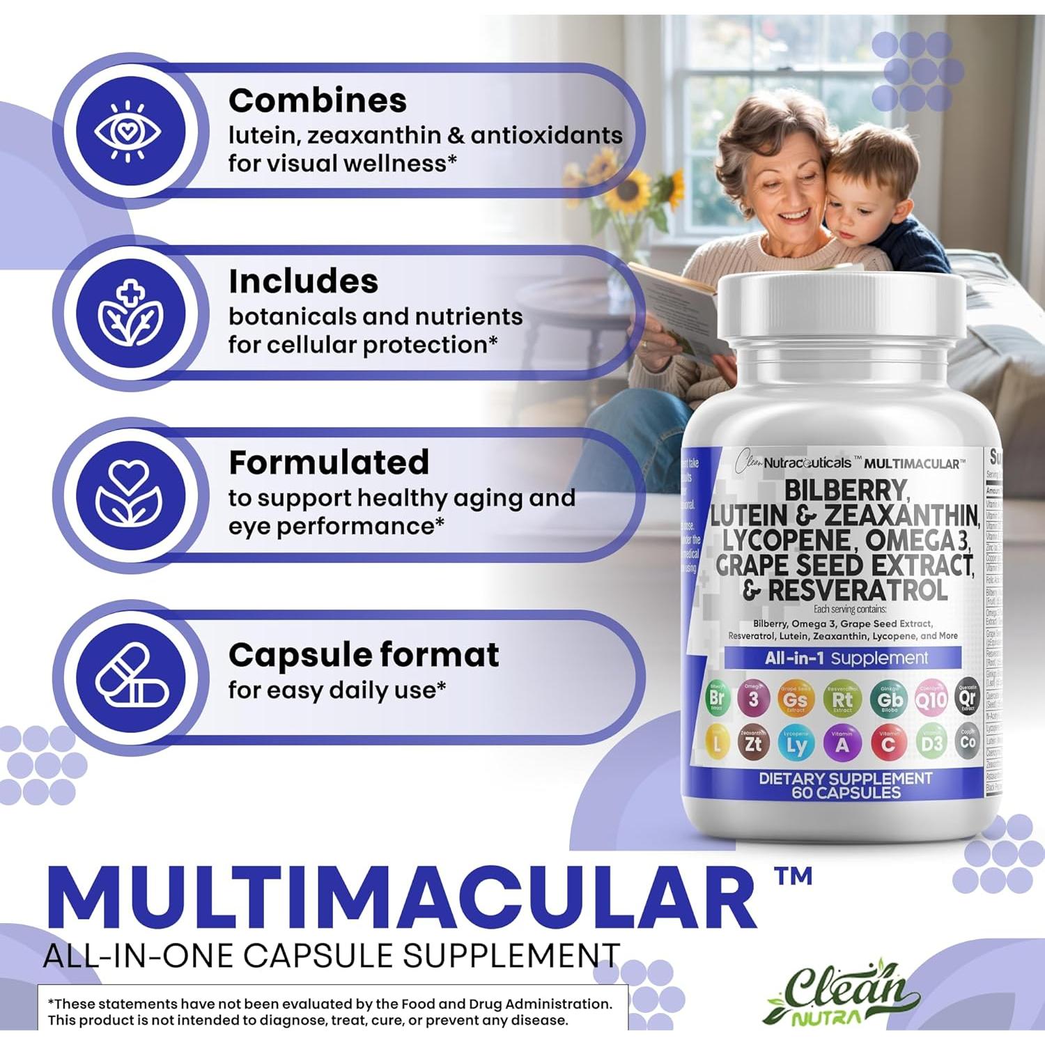 Vitaminas para los Ojos Clean Nutraceuticals Luteína 40mg