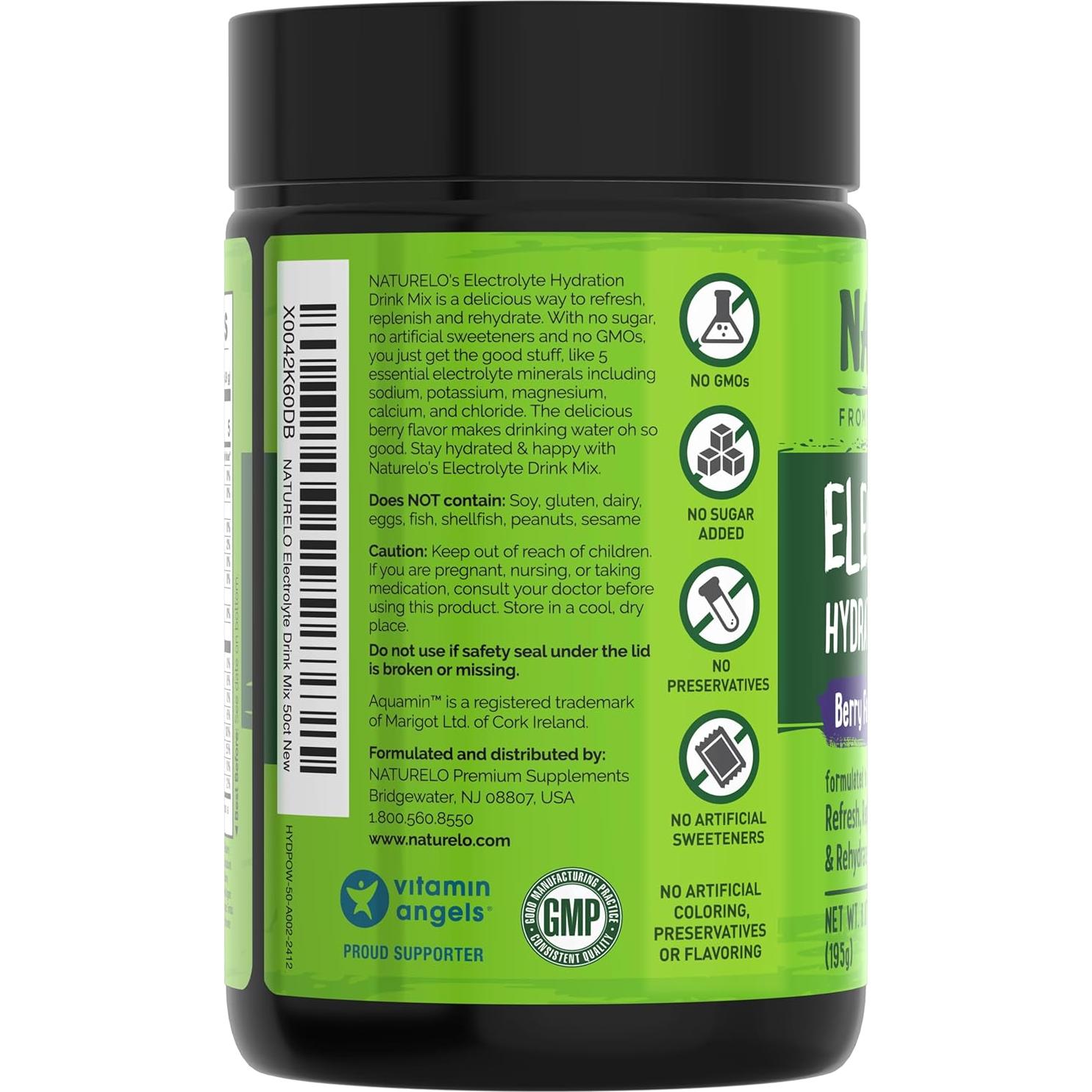 Polvo de Electrolitos NATURELO 50 Porciones Sabor Bayas