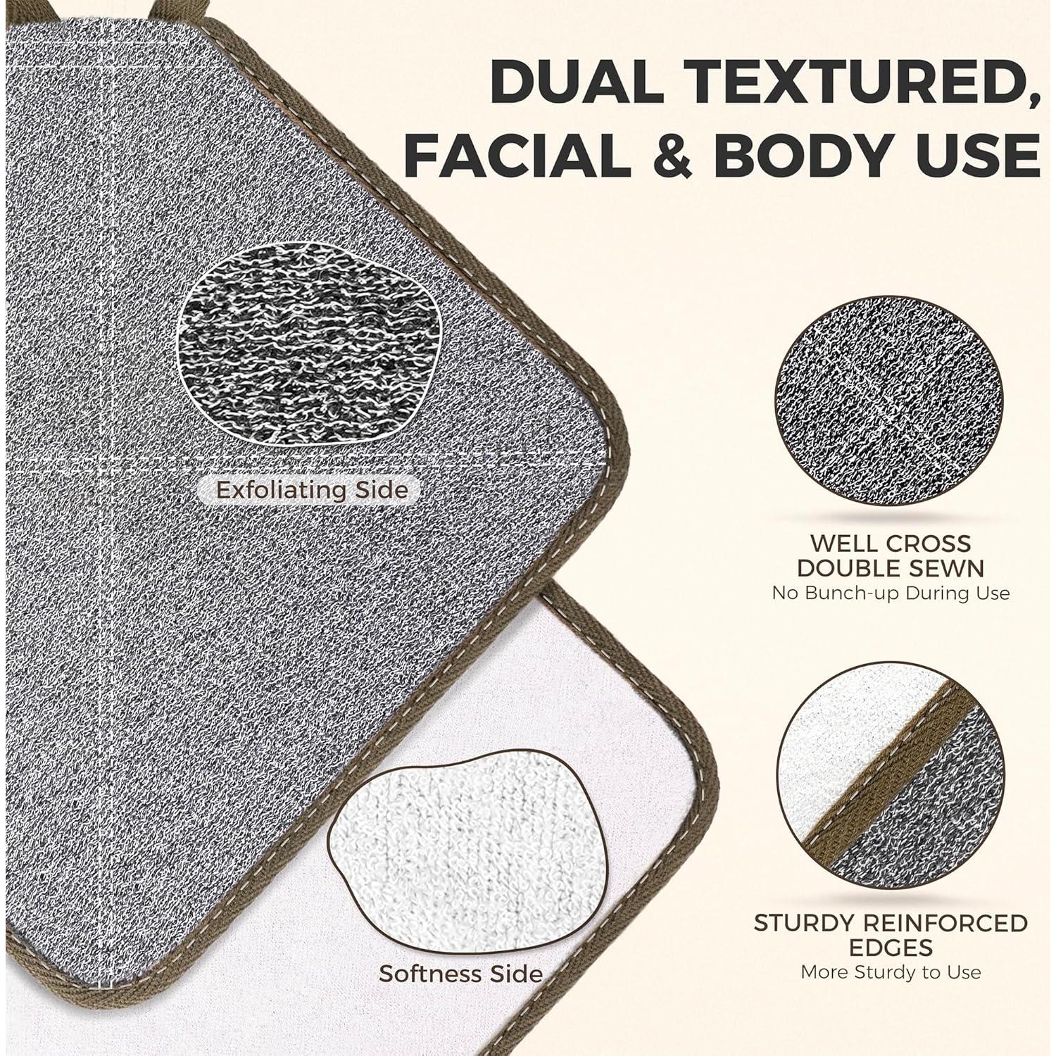 Paquete de 3 Paños Exfoliantes ZOMCHI - Lavado Facial y Corporal