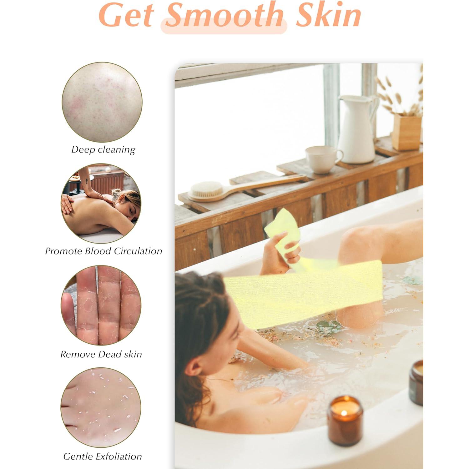 Set de 6 Paños Exfoliantes MoHern 90 cm Nylon para Ducha