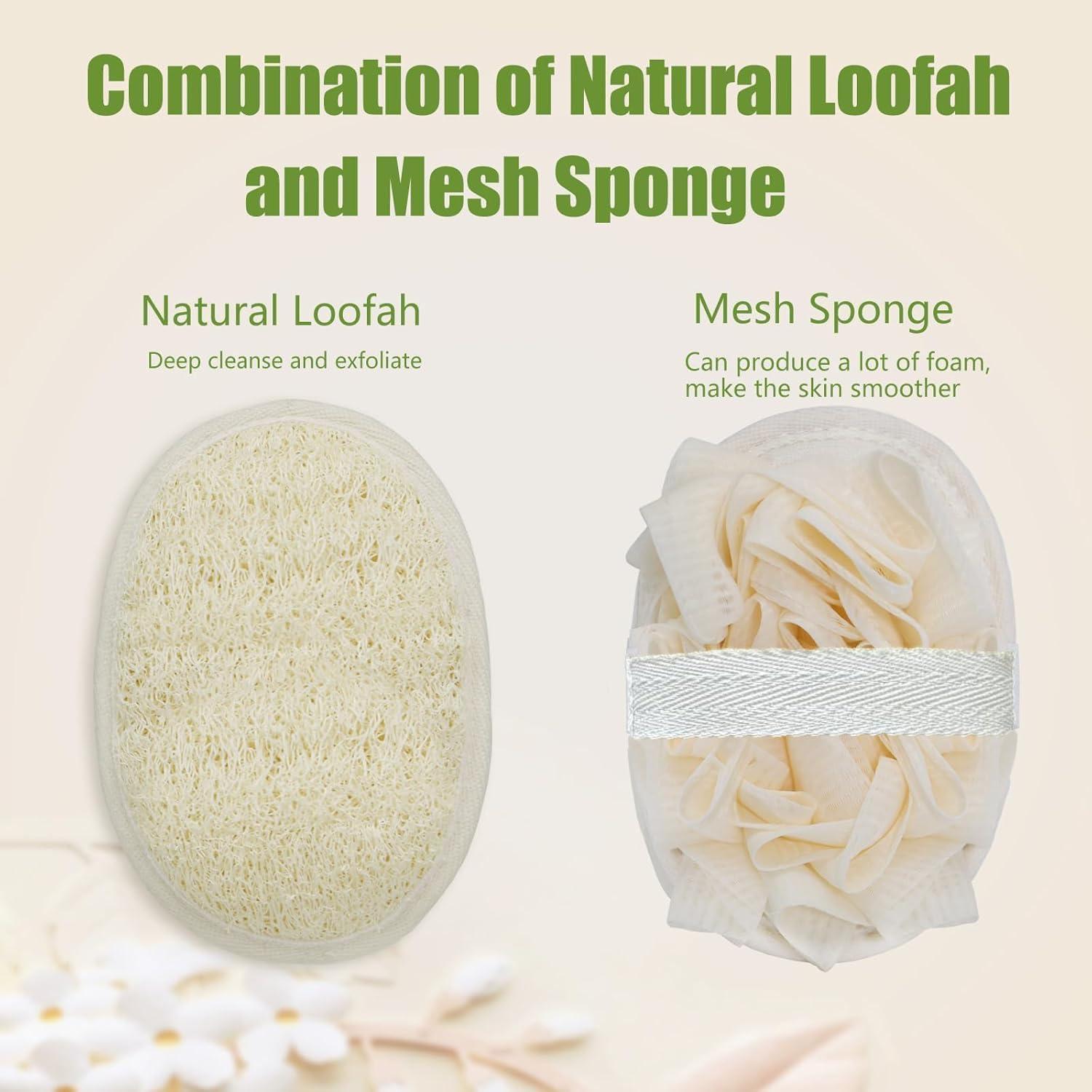 Esponja de Lufa Natural Doble Cara UNEEKOO para Ducha 2 Unidades