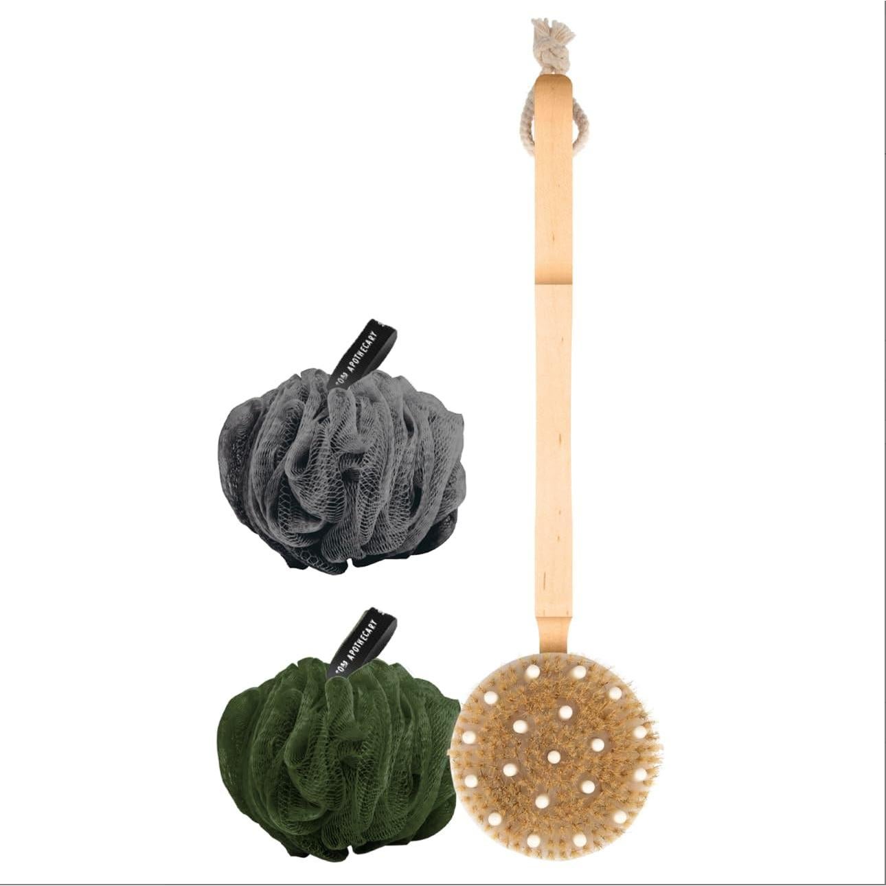 Set de Cepillo de Masaje Seco y 2 Lufas BLKSMITH para Hombres