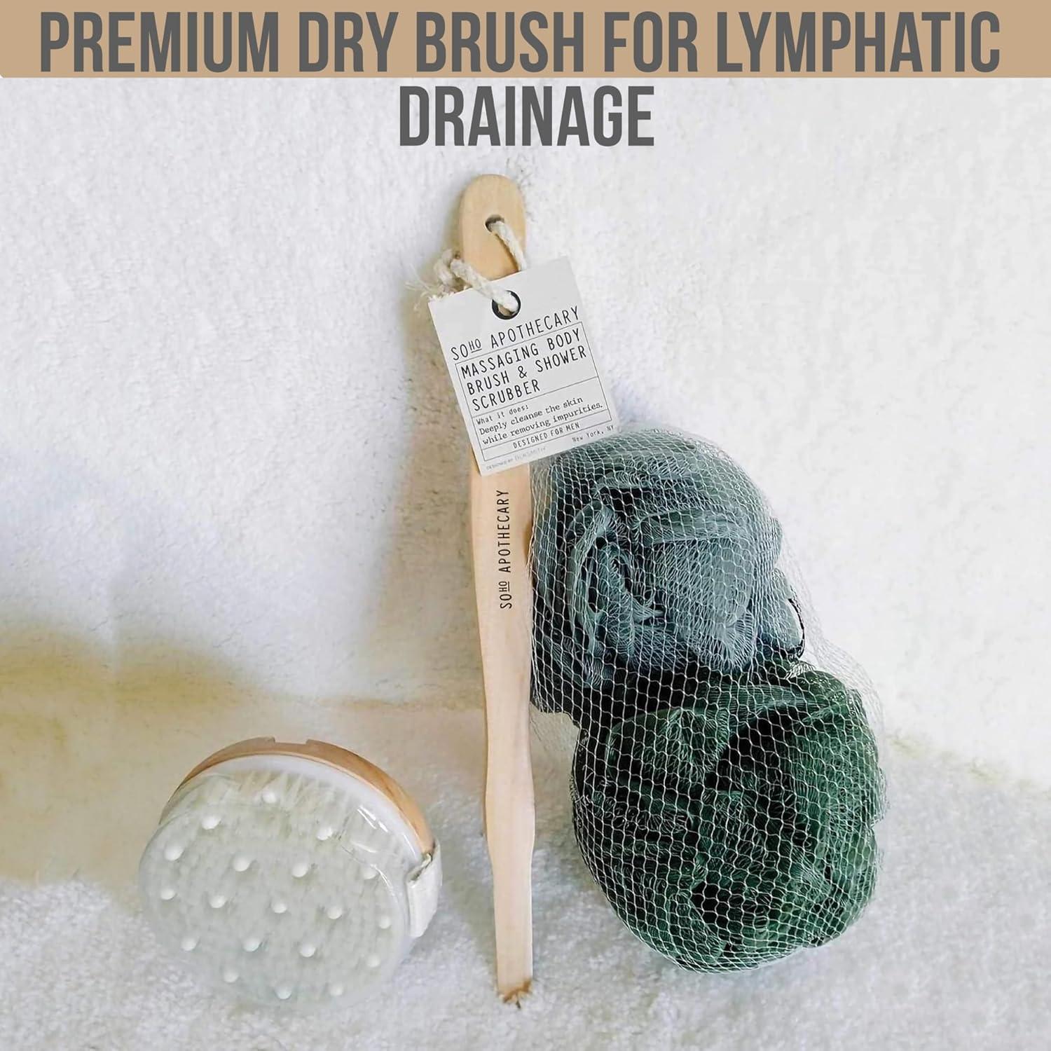 Set de Cepillo de Masaje Seco y 2 Lufas BLKSMITH para Hombres