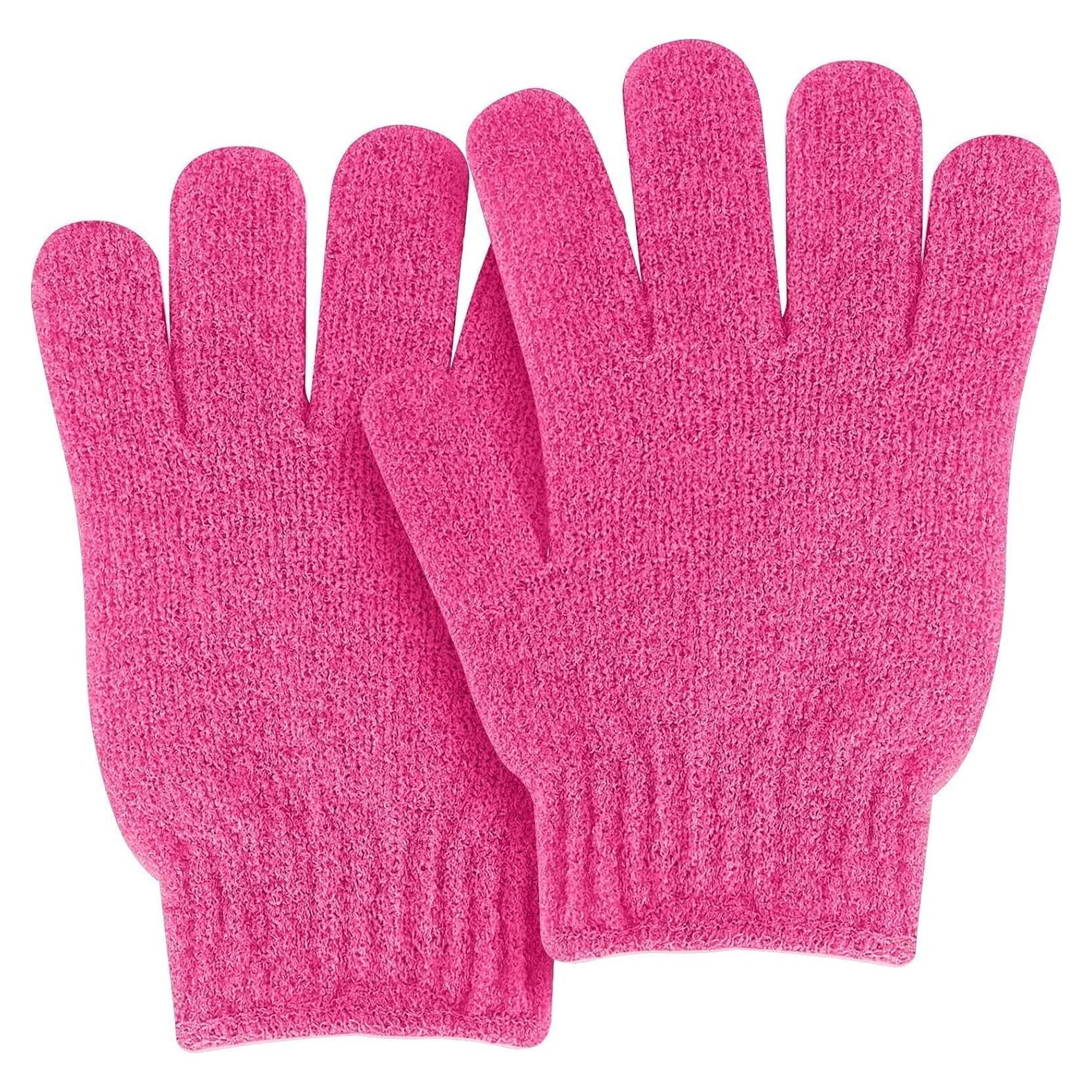 Guantes Exfoliantes de Baño MOLOPPO 2 PCS Rosa Rojo