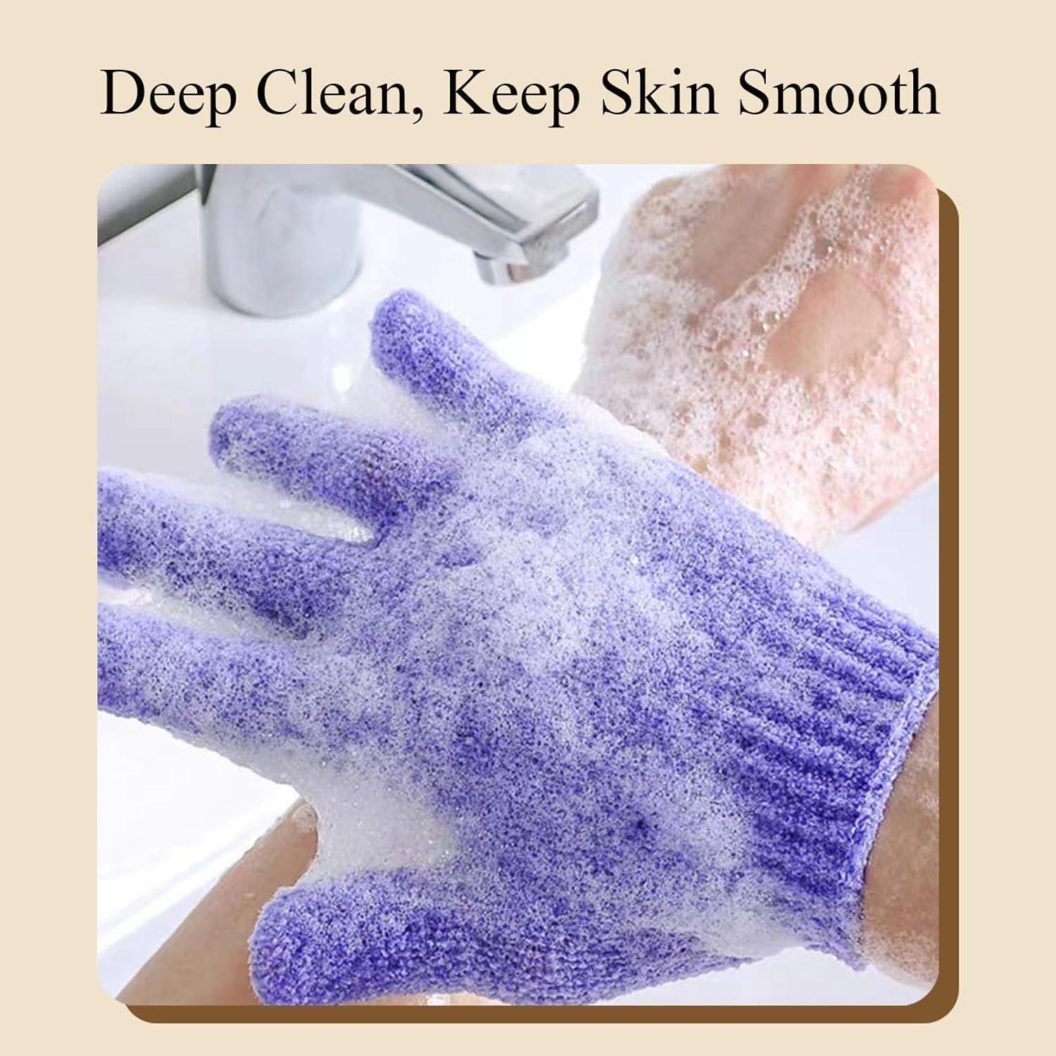 Guantes Exfoliantes de Baño MOLOPPO 2 PCS Rosa Rojo