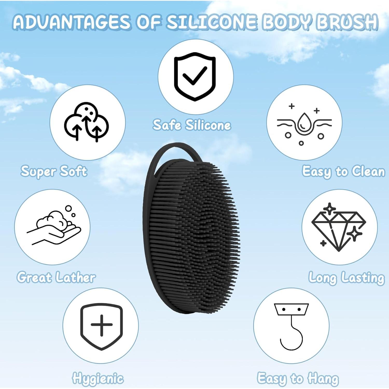 Cepillo de Cuerpo de Silicona iDTogAoE 3PCS Exfoliante y Masaje