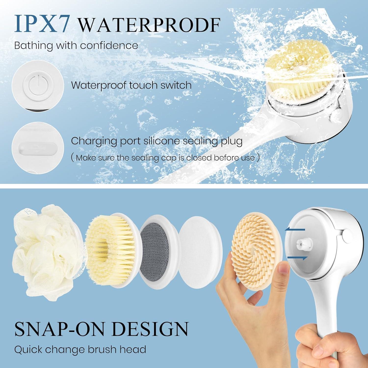 Cepillo Corporal Eléctrico Exfoliante Keledz Blanco 4 Velocidades