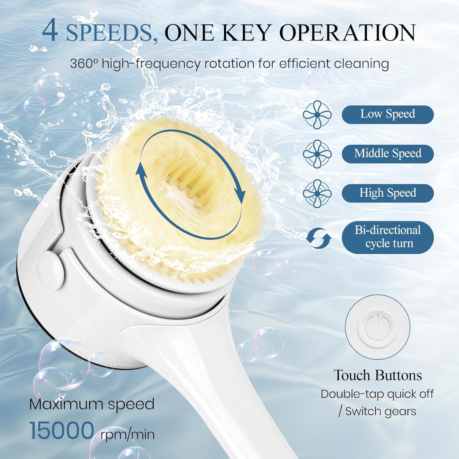 Cepillo Corporal Eléctrico Exfoliante Keledz Blanco 4 Velocidades