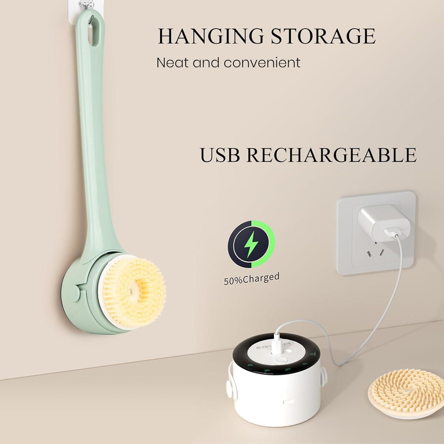 Cepillo Corporal Eléctrico Exfoliante Keledz Blanco 4 Velocidades