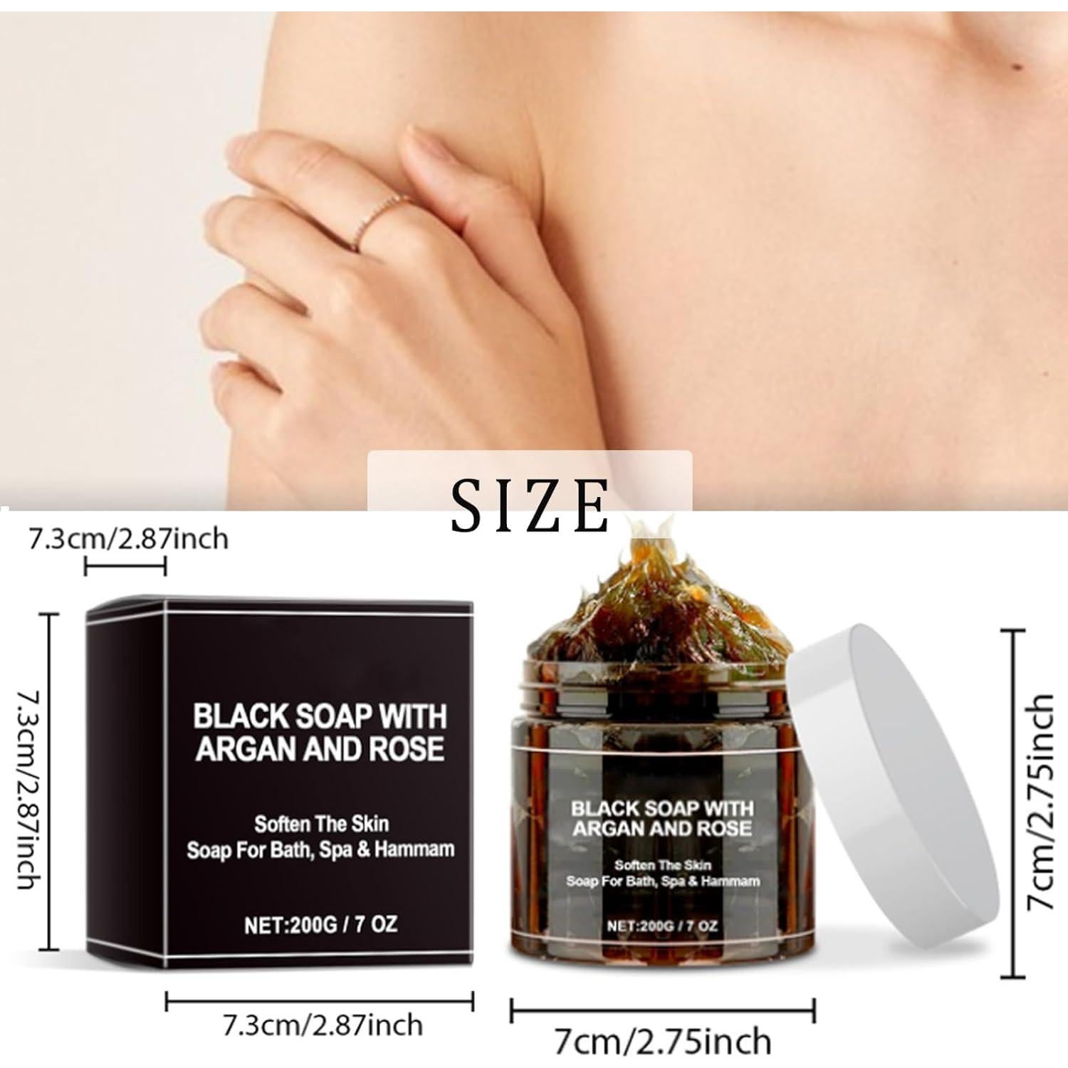 Jabón Negro Beldi ZAWINA con Aceite de Argán y Rosa - 2 Unidades