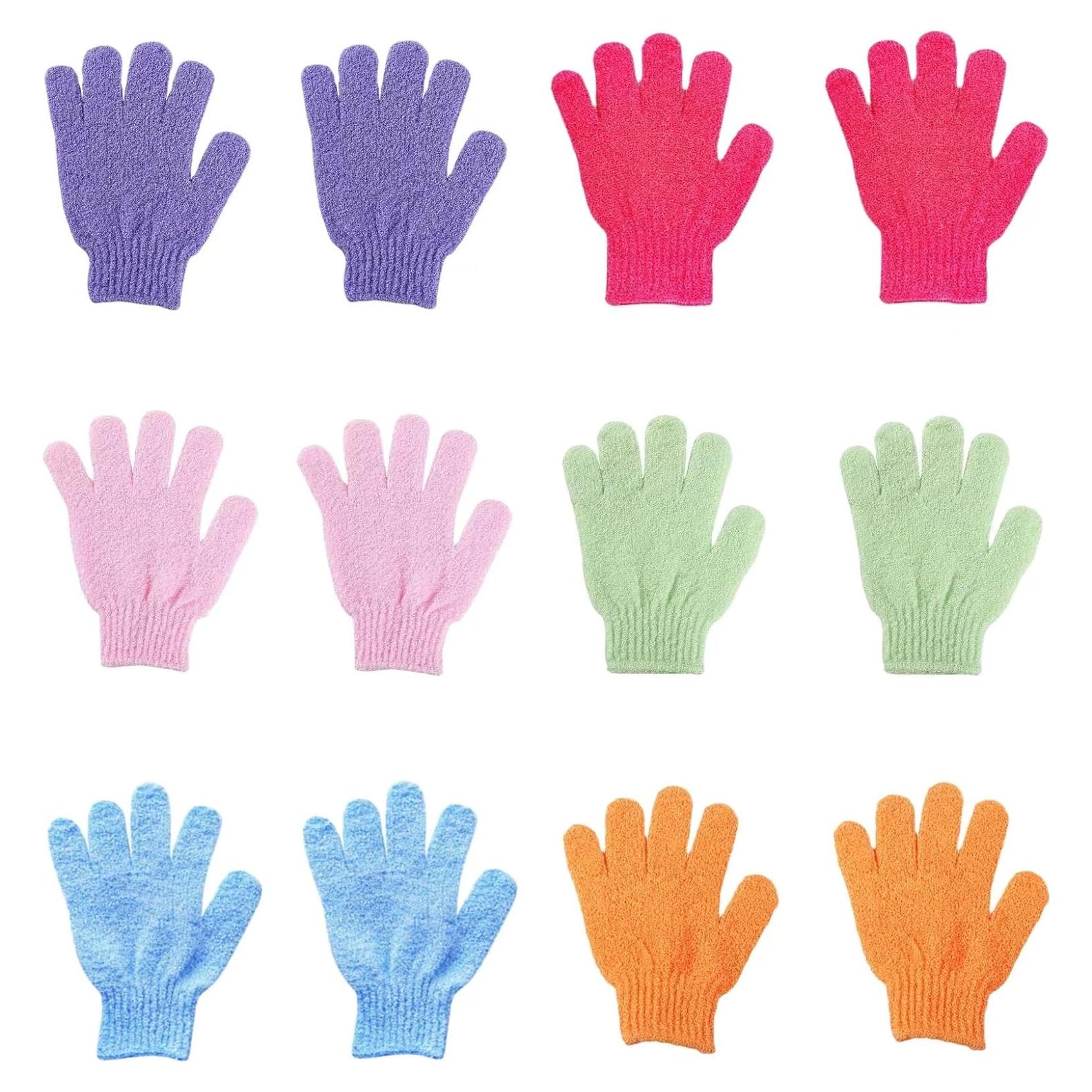 Guantes Exfoliantes para Baño LONGCO - 12 Piezas, Masaje Spa