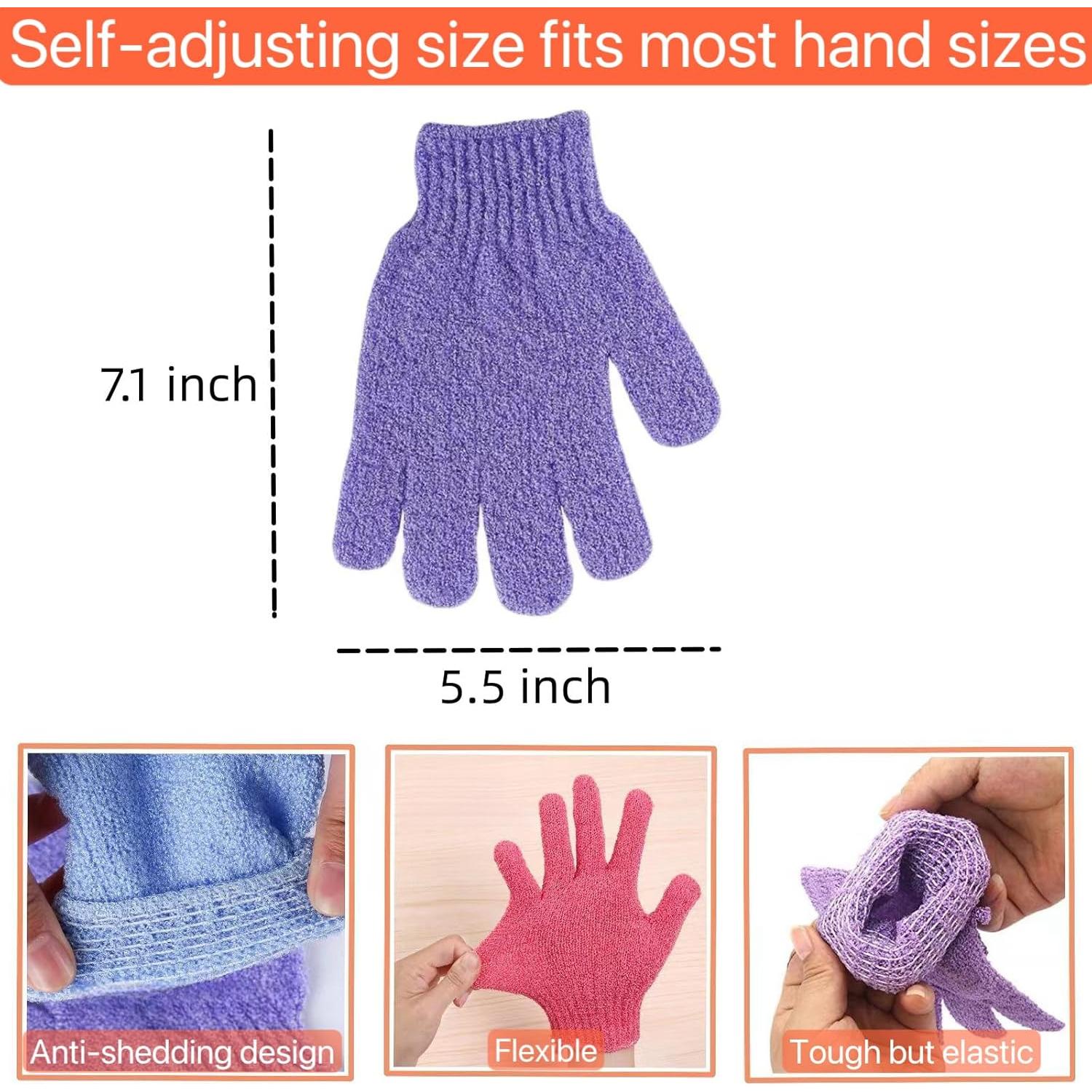 Guantes Exfoliantes para Baño LONGCO - 12 Piezas, Masaje Spa