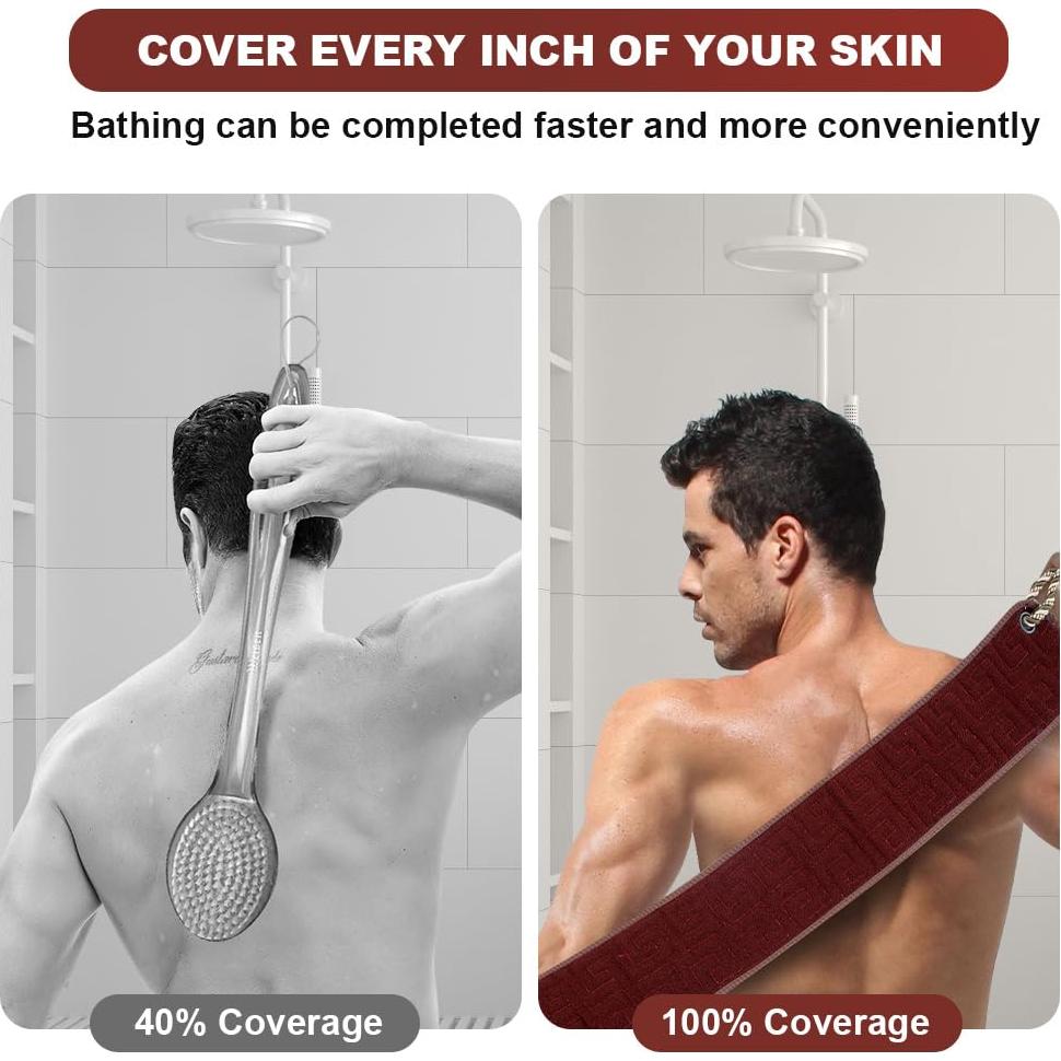 Toalla Exfoliante para Espalda URAQT 94 cm Doble Cara Marrón