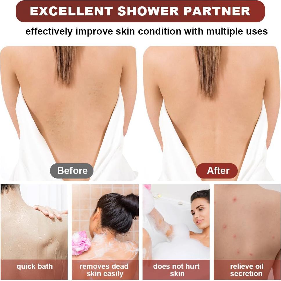 Toalla Exfoliante para Espalda URAQT 94 cm Doble Cara Marrón