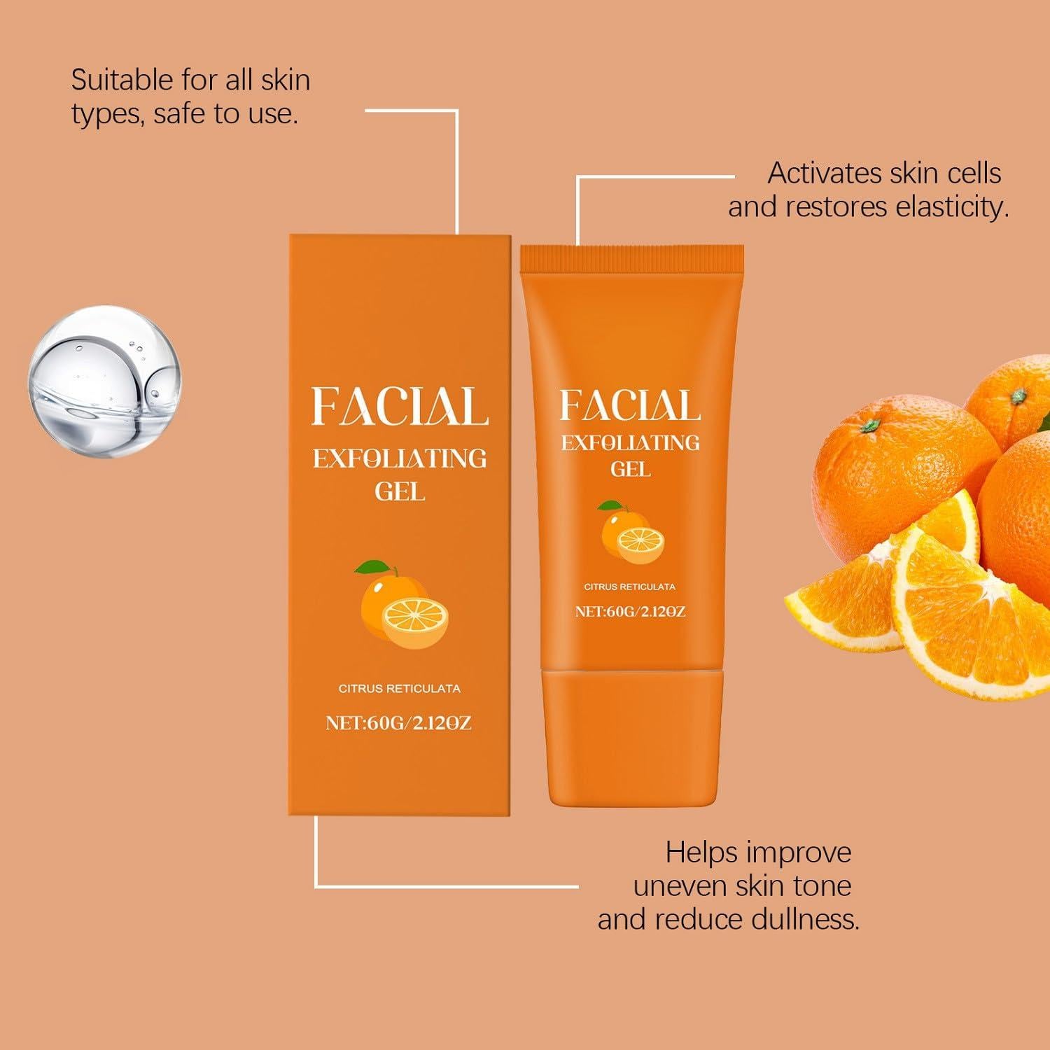 Gel Exfoliante Facial YG LianKai 2Pcs 60g Hidratante Naranja