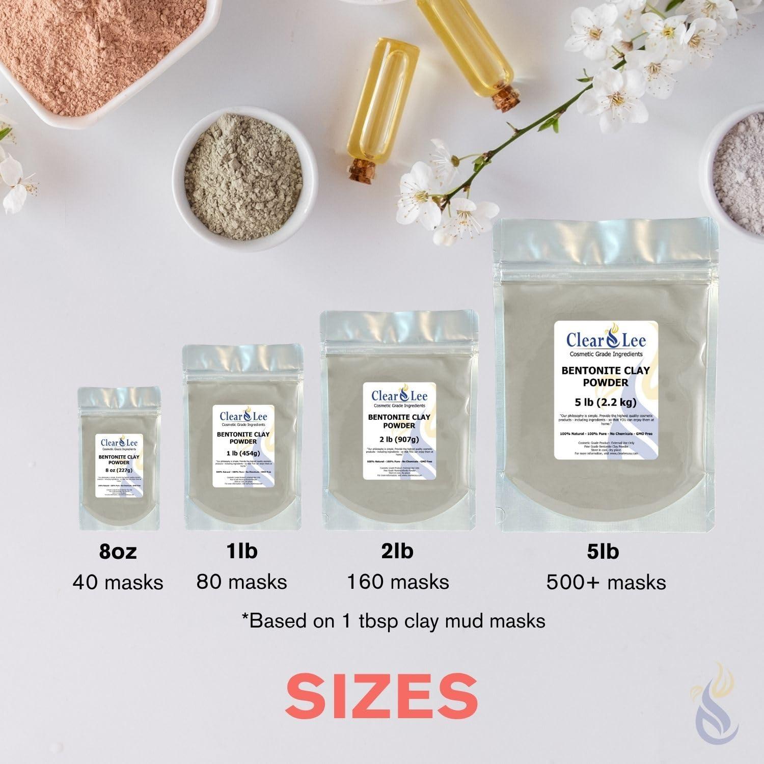 Polvo de Arcilla Bentonita ClearLee 450g - Grado Cosmético Puro