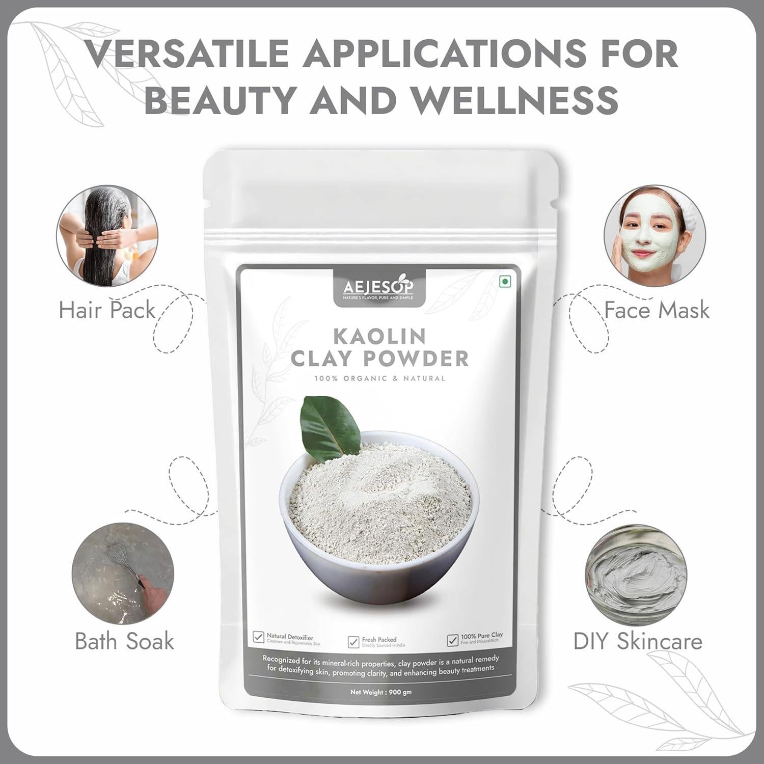 Polvo de Arcilla Kaolin AEJESOP 900g - Cosmética y Limpieza