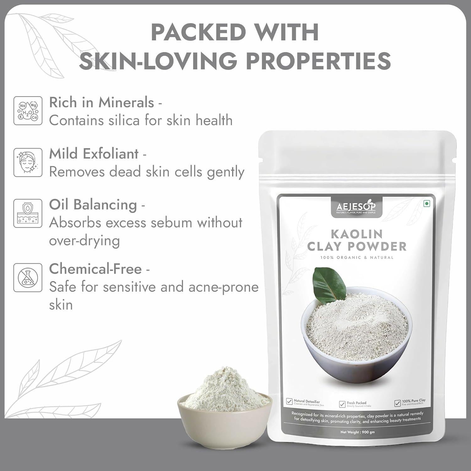 Polvo de Arcilla Kaolin AEJESOP 900g - Cosmética y Limpieza