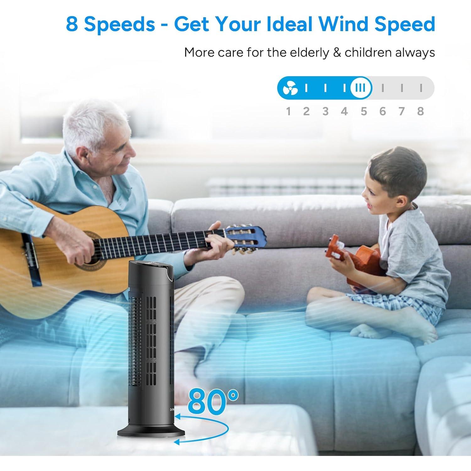 Ventilador de Torre DR.PREPARE 16" Silencioso 25 dB Control Remoto