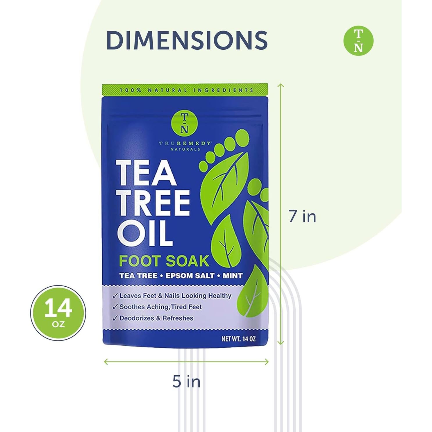 Baño de Pies de Sal de Epsom 396g TruRemedy con Menta y Árbol de Té