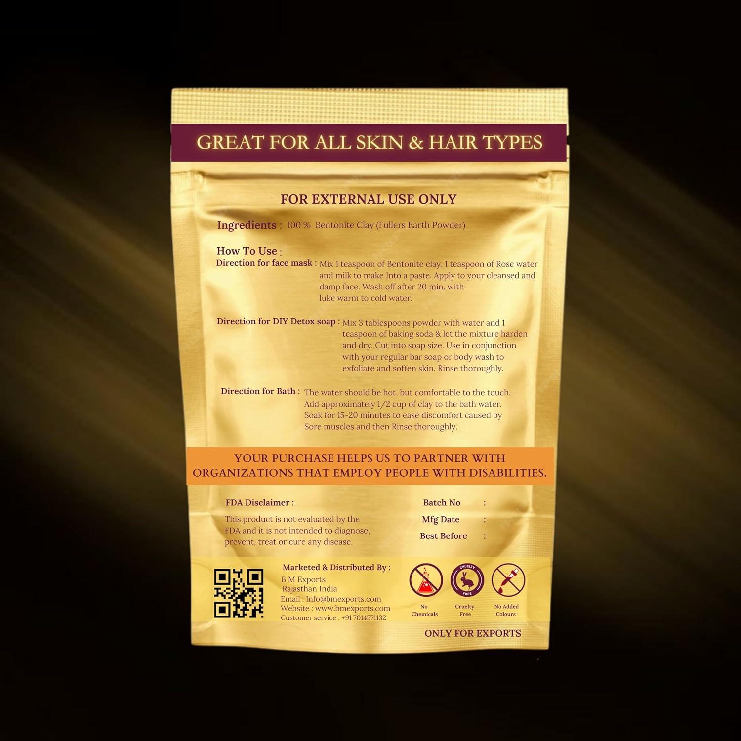 GLOIN Arcilla Bentonita 227 g y Agua de Rosa 100 ml - Máscara Facial Natural