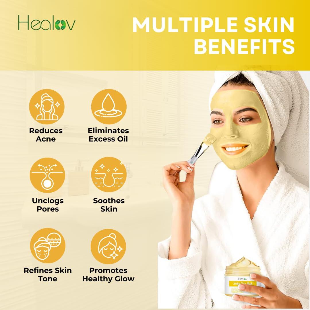 Mascarilla Facial de Azufre Healov - Cuidado Piel Grasa y Acné