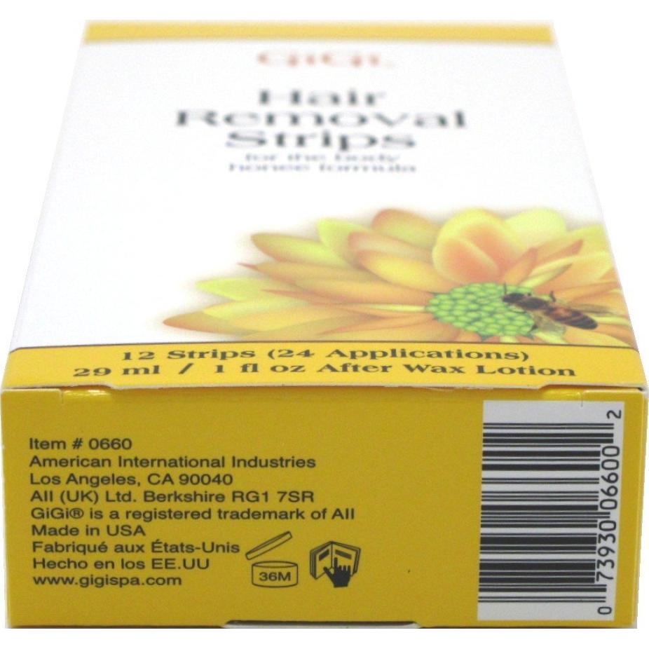 Cintas Depilatorias GiGi para el Cuerpo 12 Cintas (24 Aplicaciones)