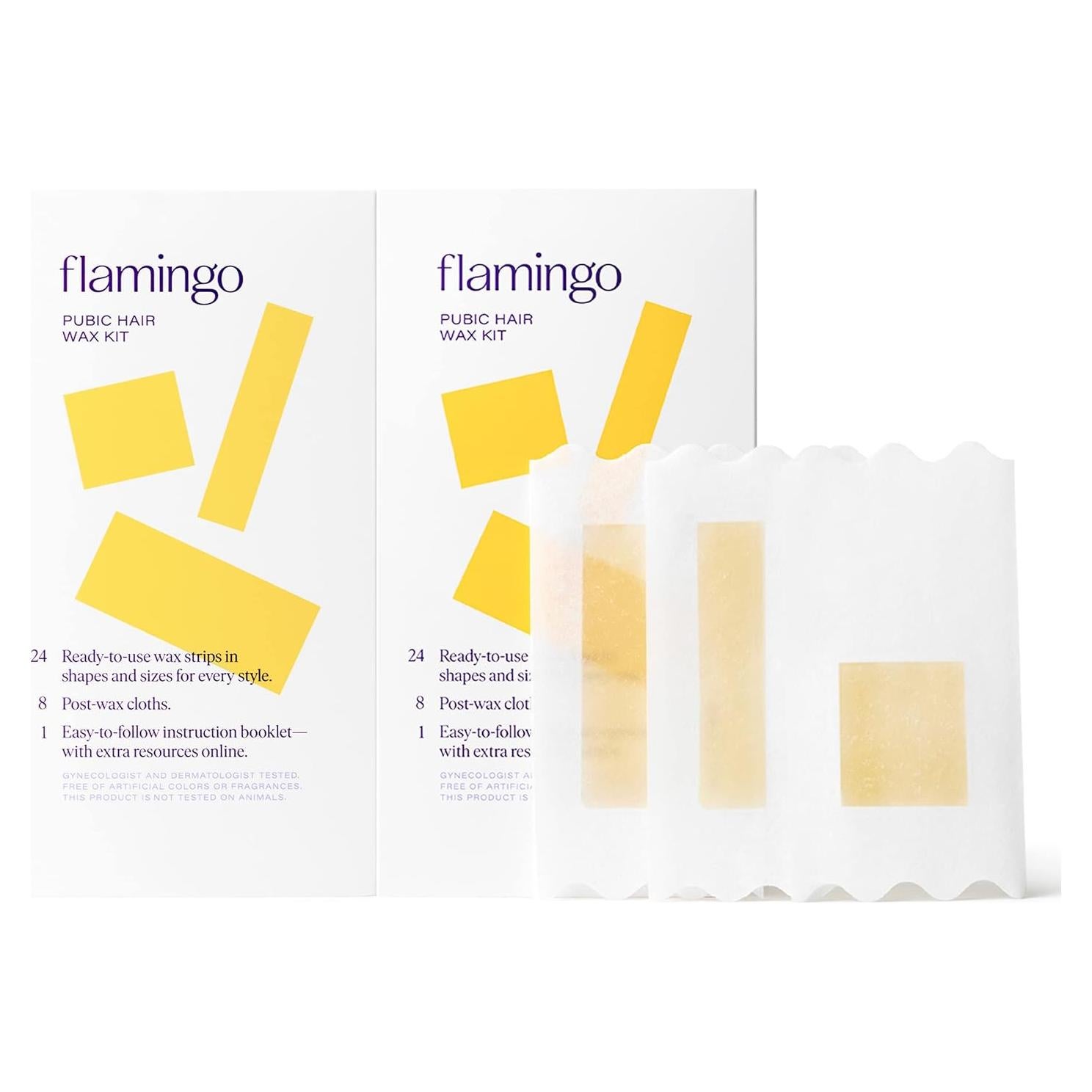 Kit de Cera para Mujeres Flamingo - 48 Tiras y 16 Paños Post-Cera