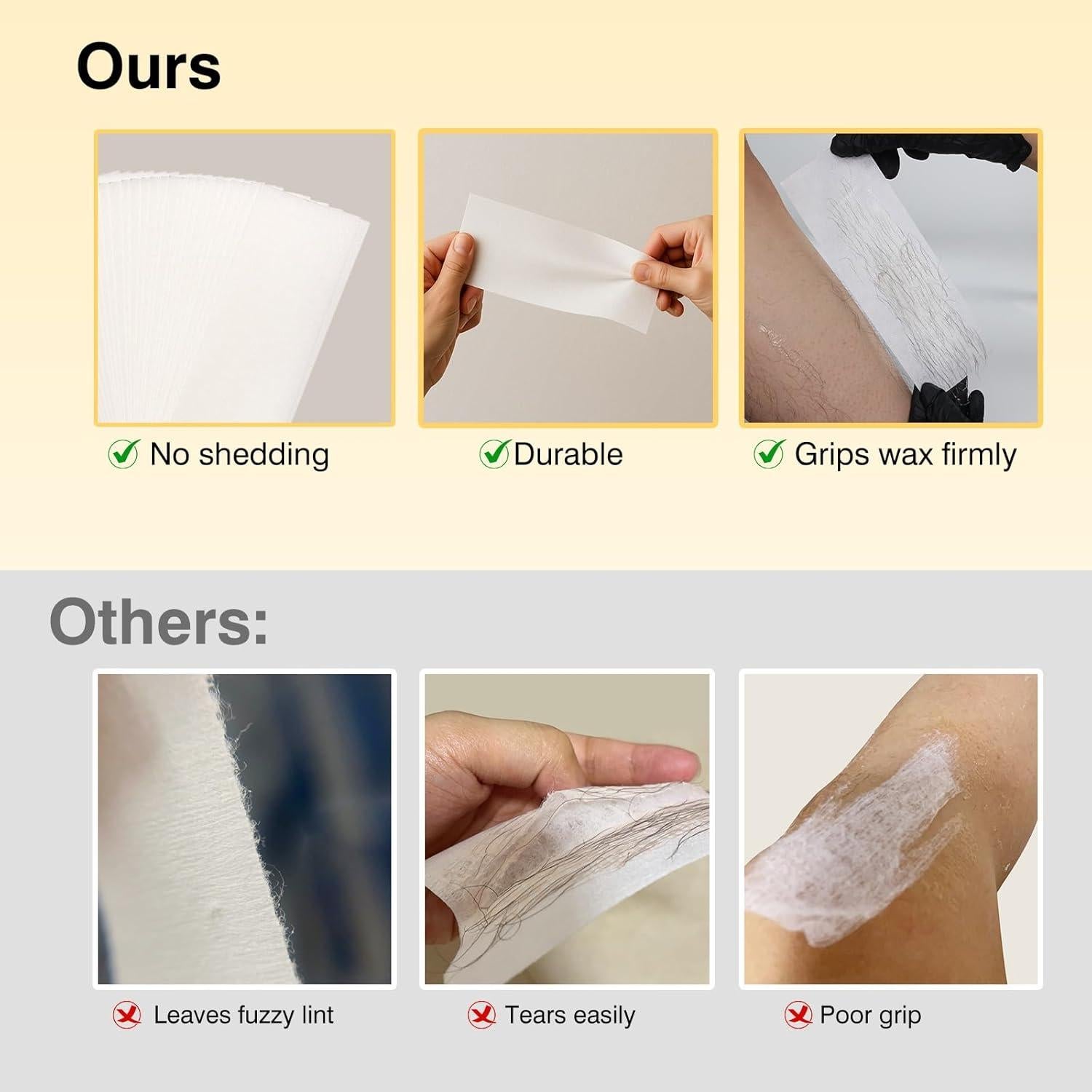 100 Tiras de Cera Depilación Waxers 7x20 cm para Cuerpo y Cara