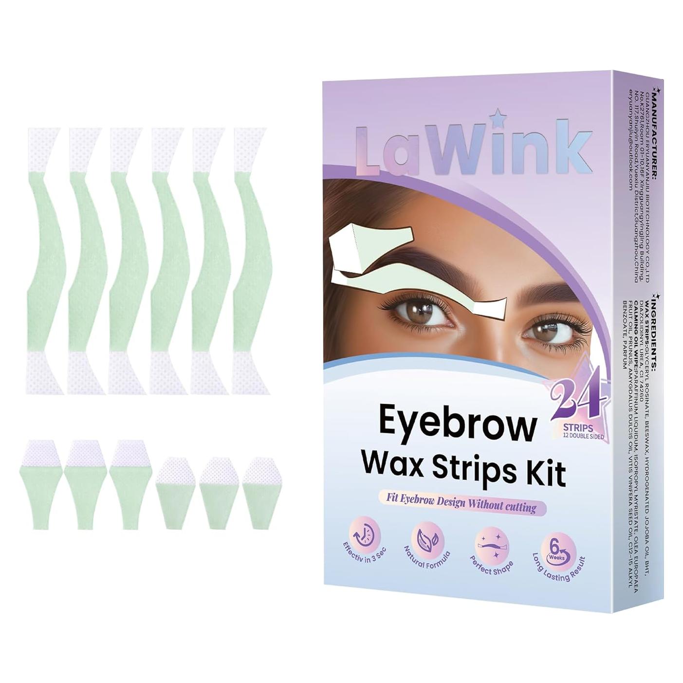 Kit de Cintas de Cera Facial LAWINK - 24 Cintas + 4 Toallitas