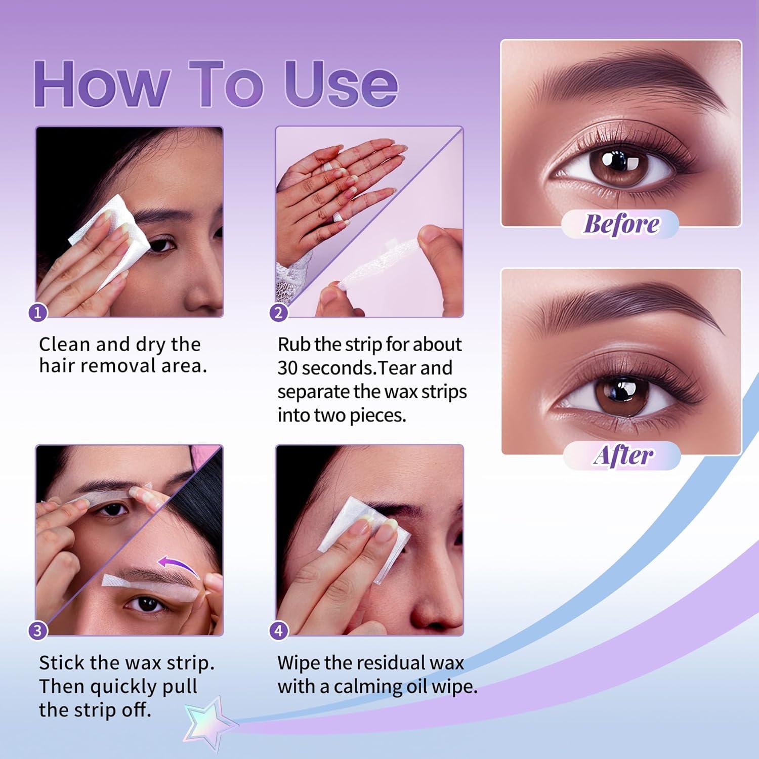 Kit de Cintas de Cera Facial LAWINK - 24 Cintas + 4 Toallitas