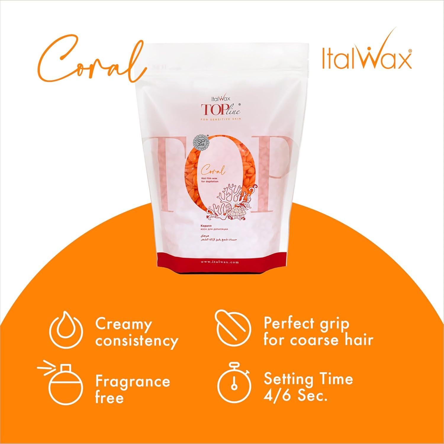 Cera Dura Italwax Top Line Coral 750g - Piel Sensible