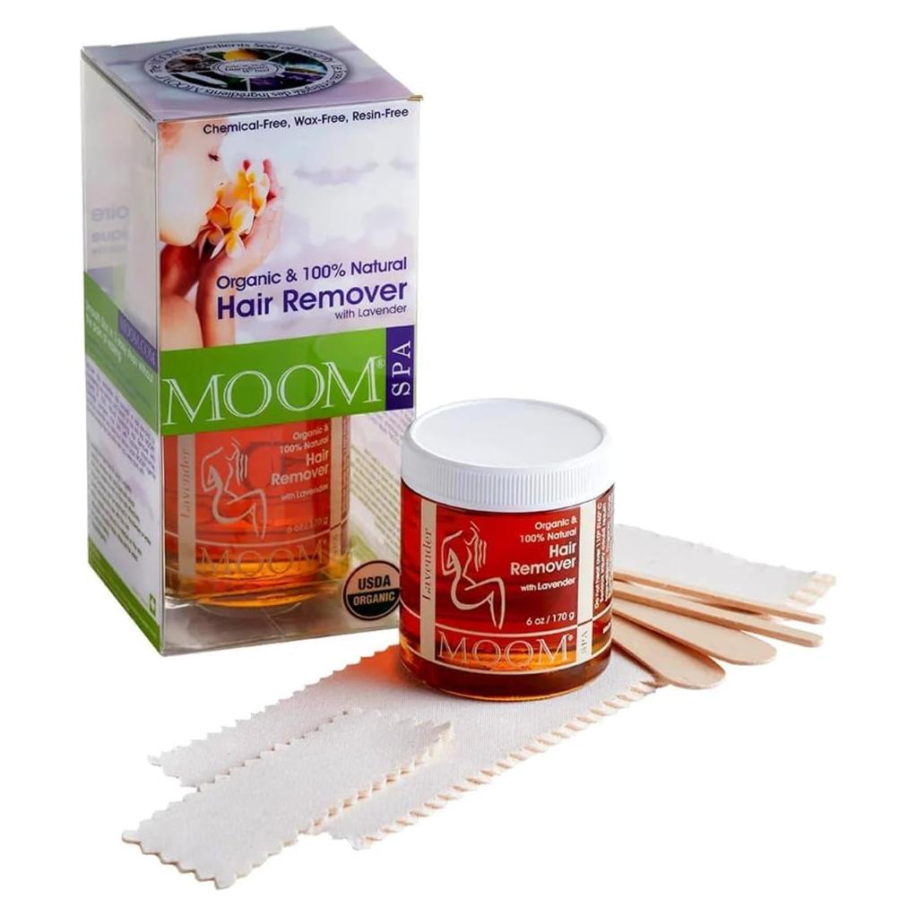 Kit de Cera de Azúcar MOOM 170g con Lavanda y 18 Tiras Reutilizables